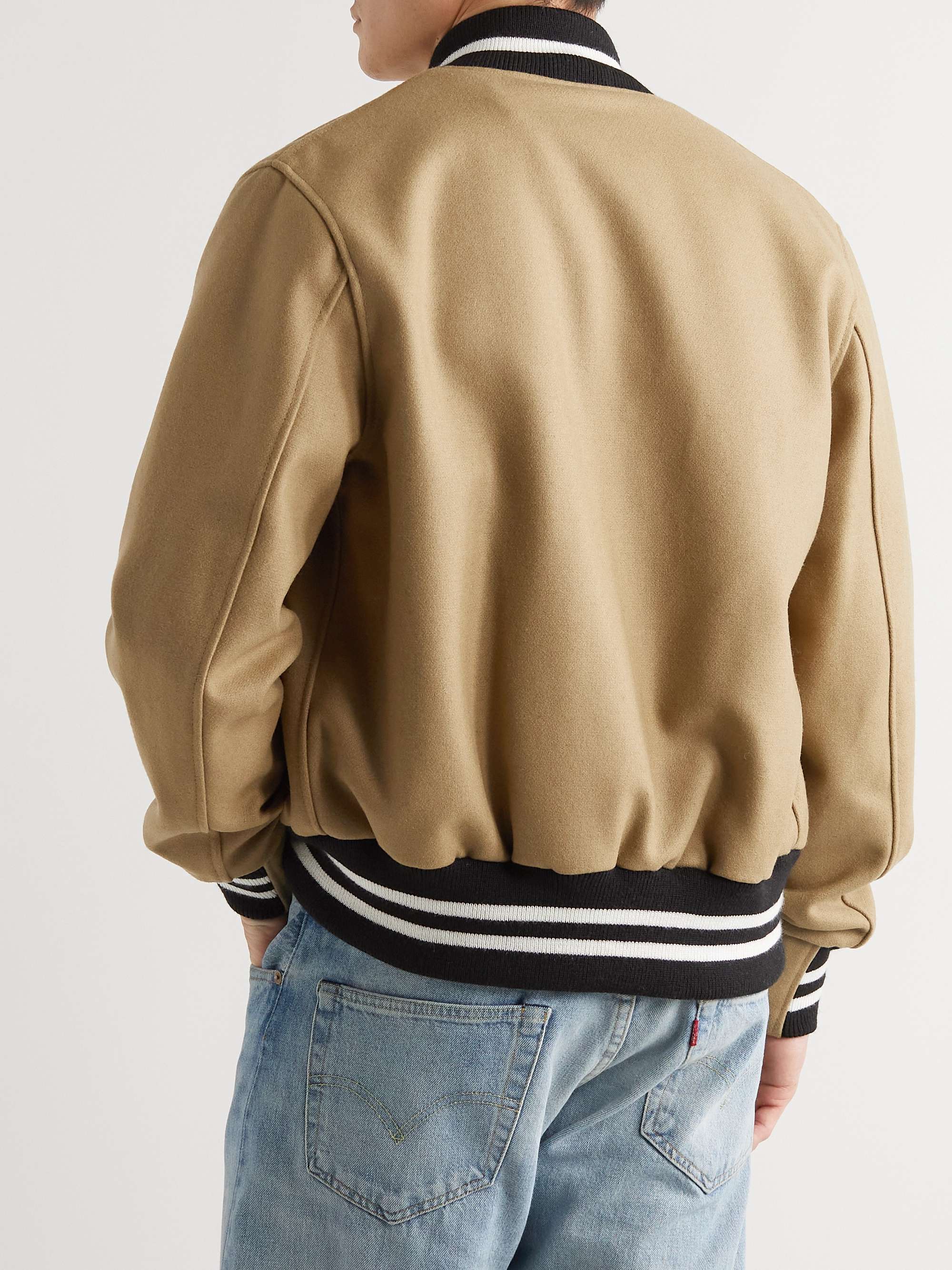 GOLDEN BEAR The Portola Leather-Trimmed Wool-Blend Varsity Jacket