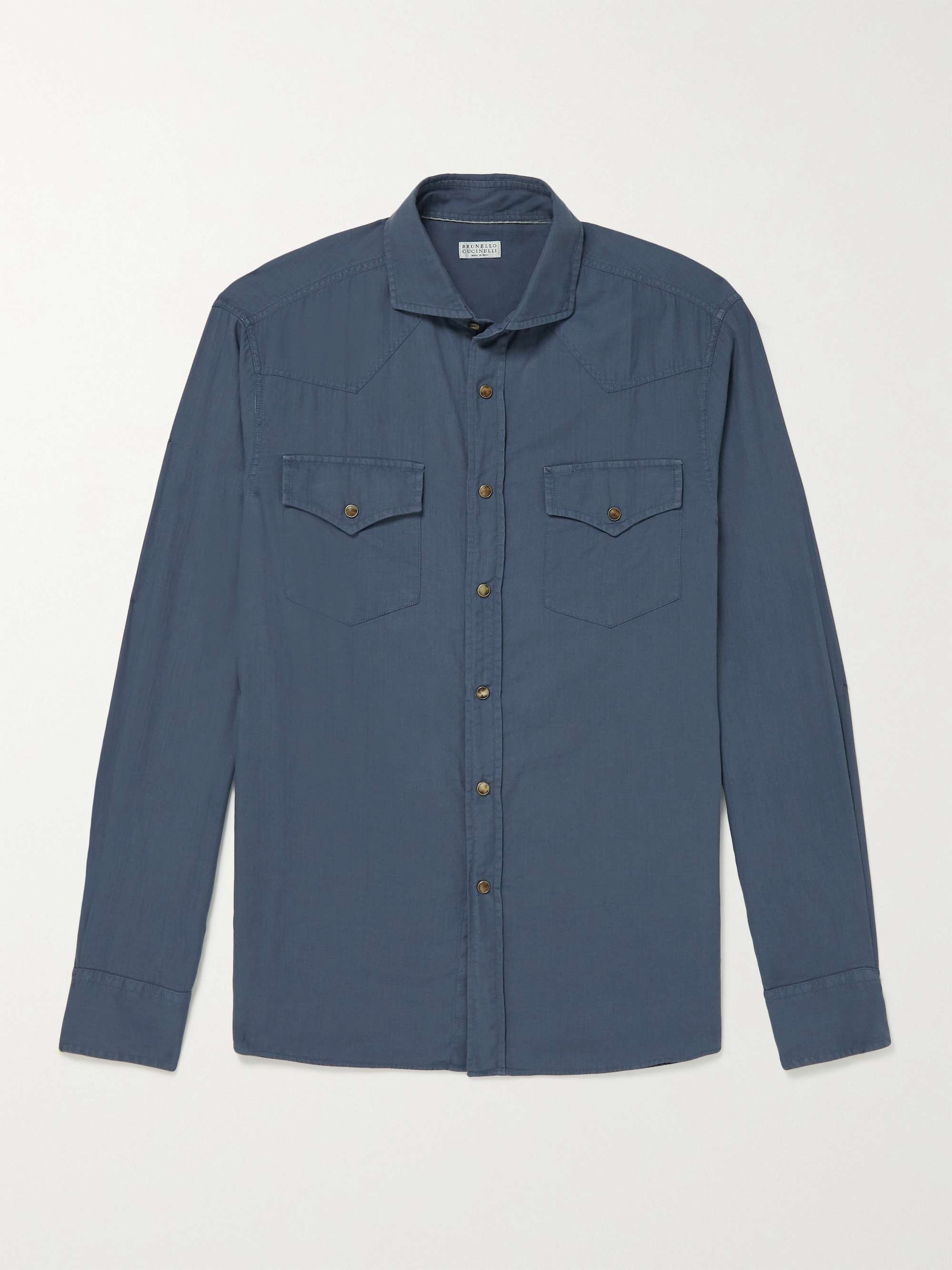 BRUNELLO CUCINELLI Herringbone Cotton Shirt