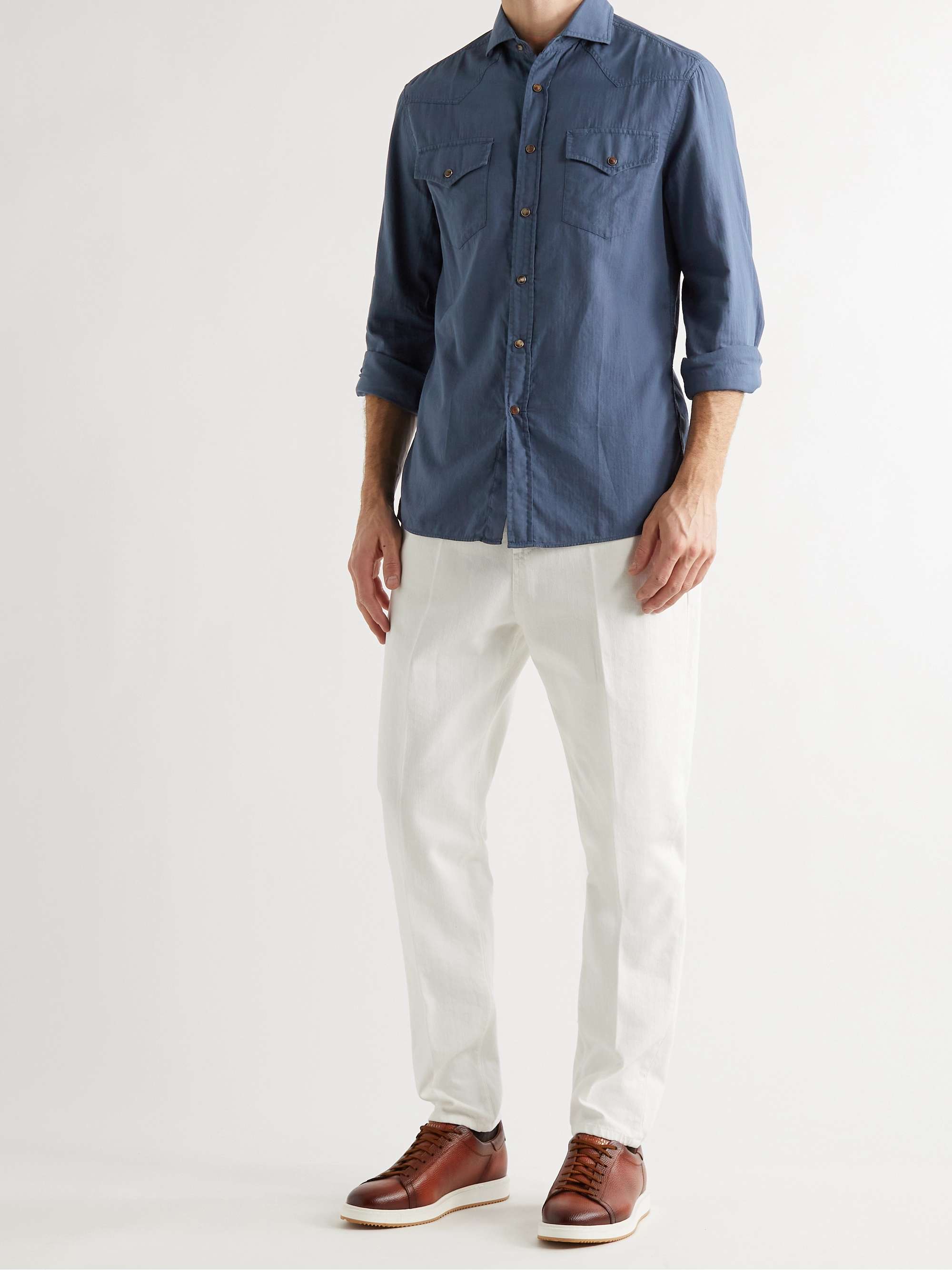 BRUNELLO CUCINELLI Herringbone Cotton Shirt