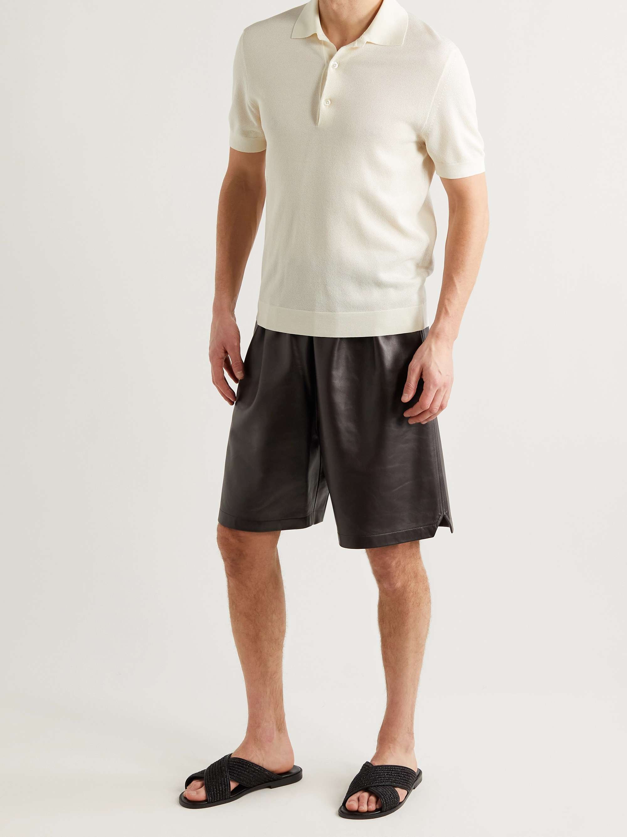 MANOLO BLAHNIK Otawi Woven Raffia and Leather Sandals