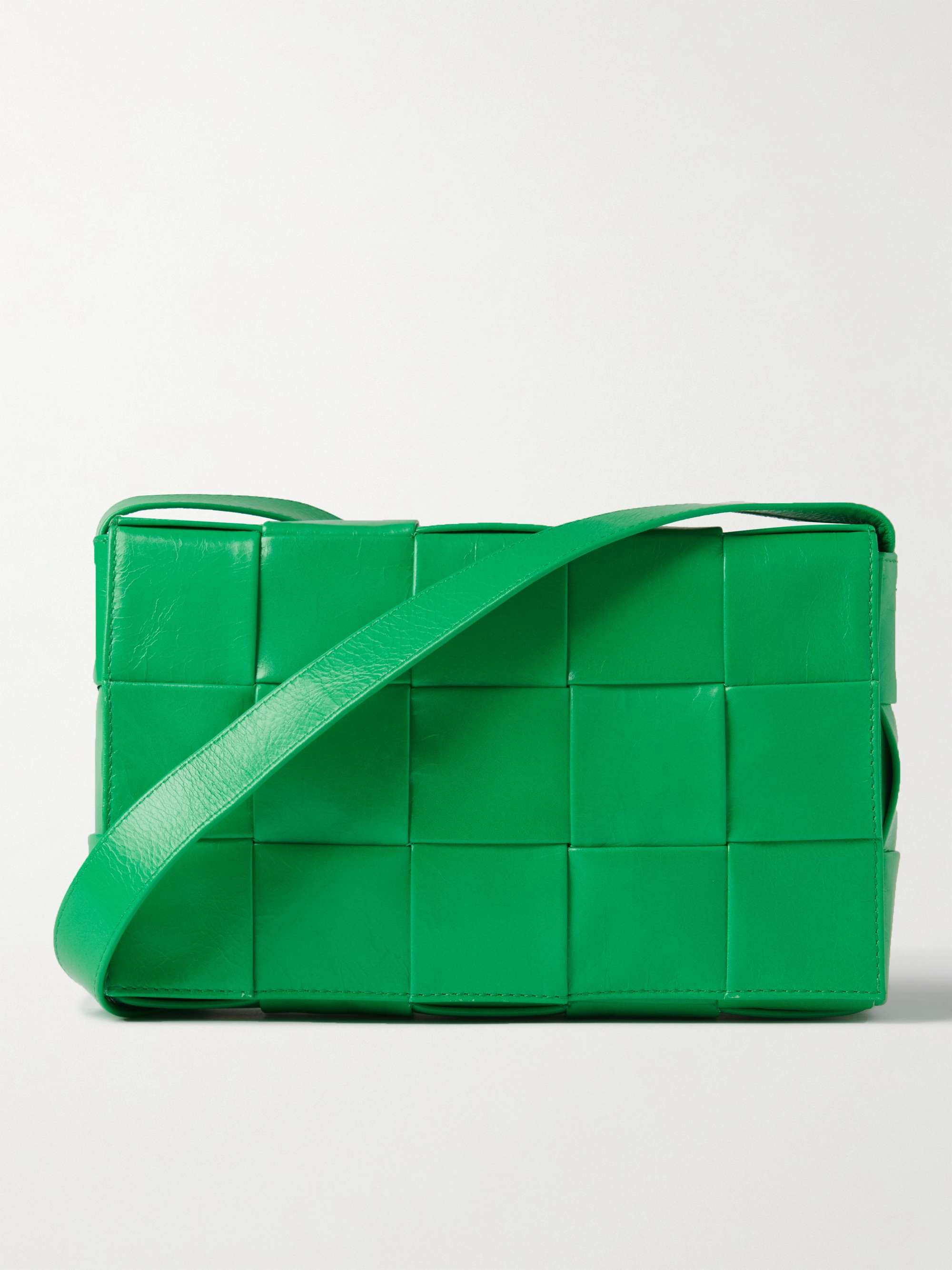 Green Cassette Intrecciato-leather cross-body bag