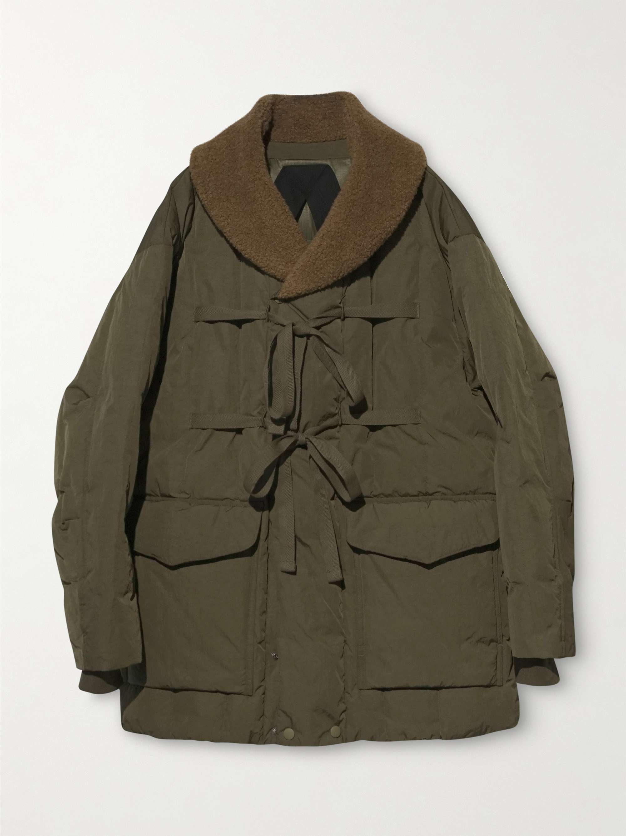 NORBIT BY HIROSHI NOZAWA Boa Shawl-Collar Fleece-Trimmed Quilted