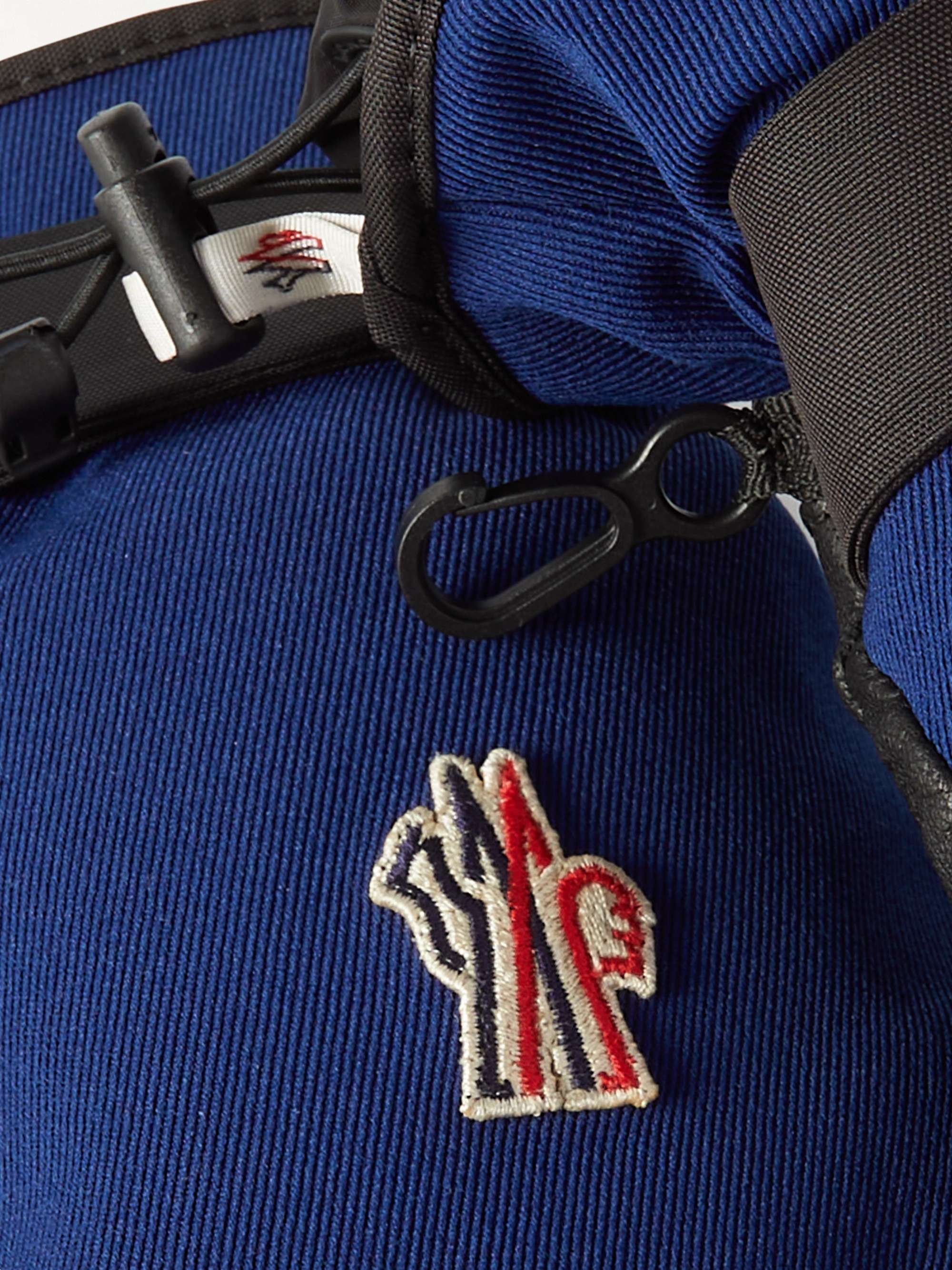 MONCLER GRENOBLE قفازات للتزلج من الجلد والتويل المطاط مبطنة بالصوف الناعم