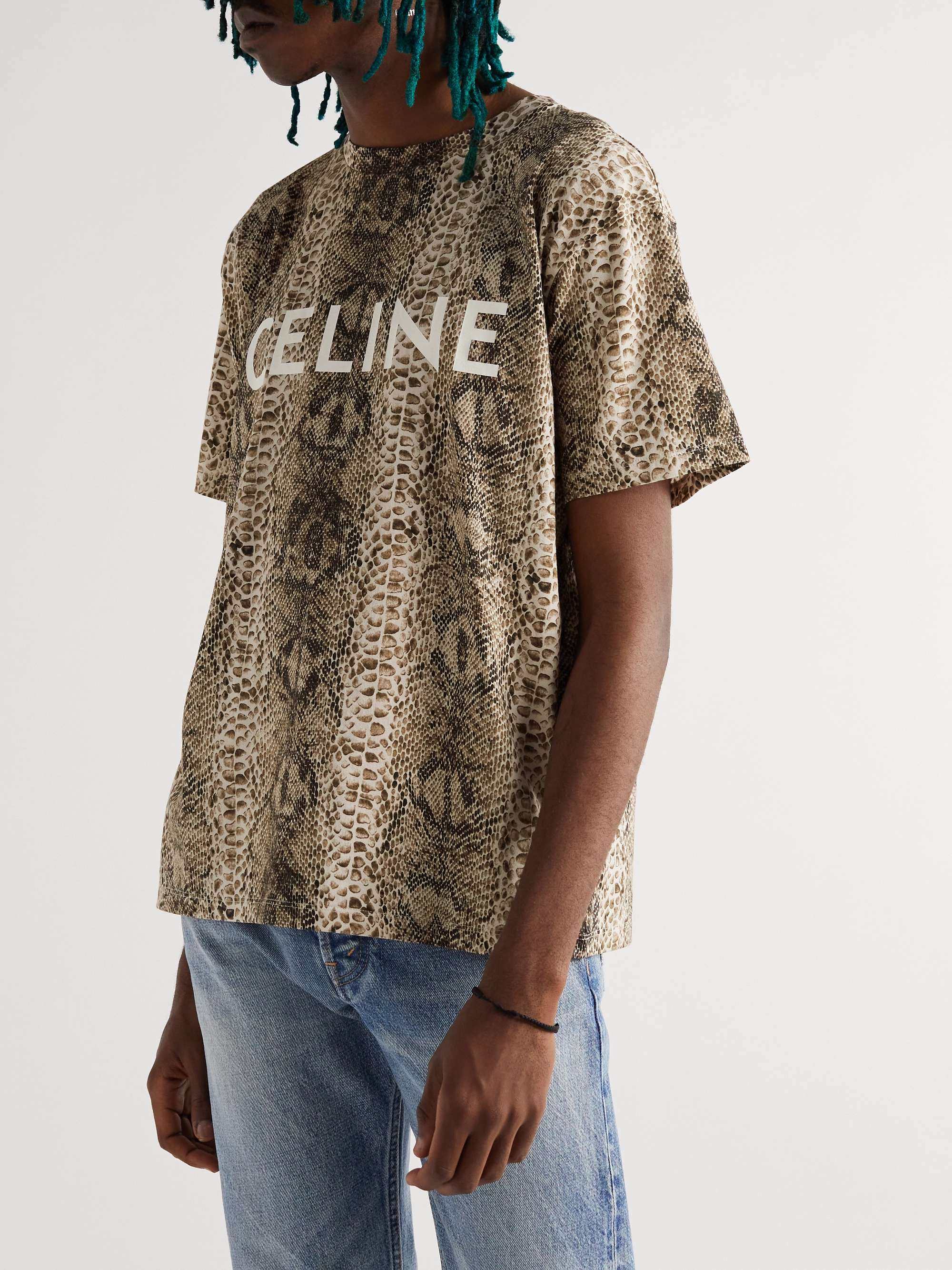 CELINE Printed Cotton-Jersey T-Shirt