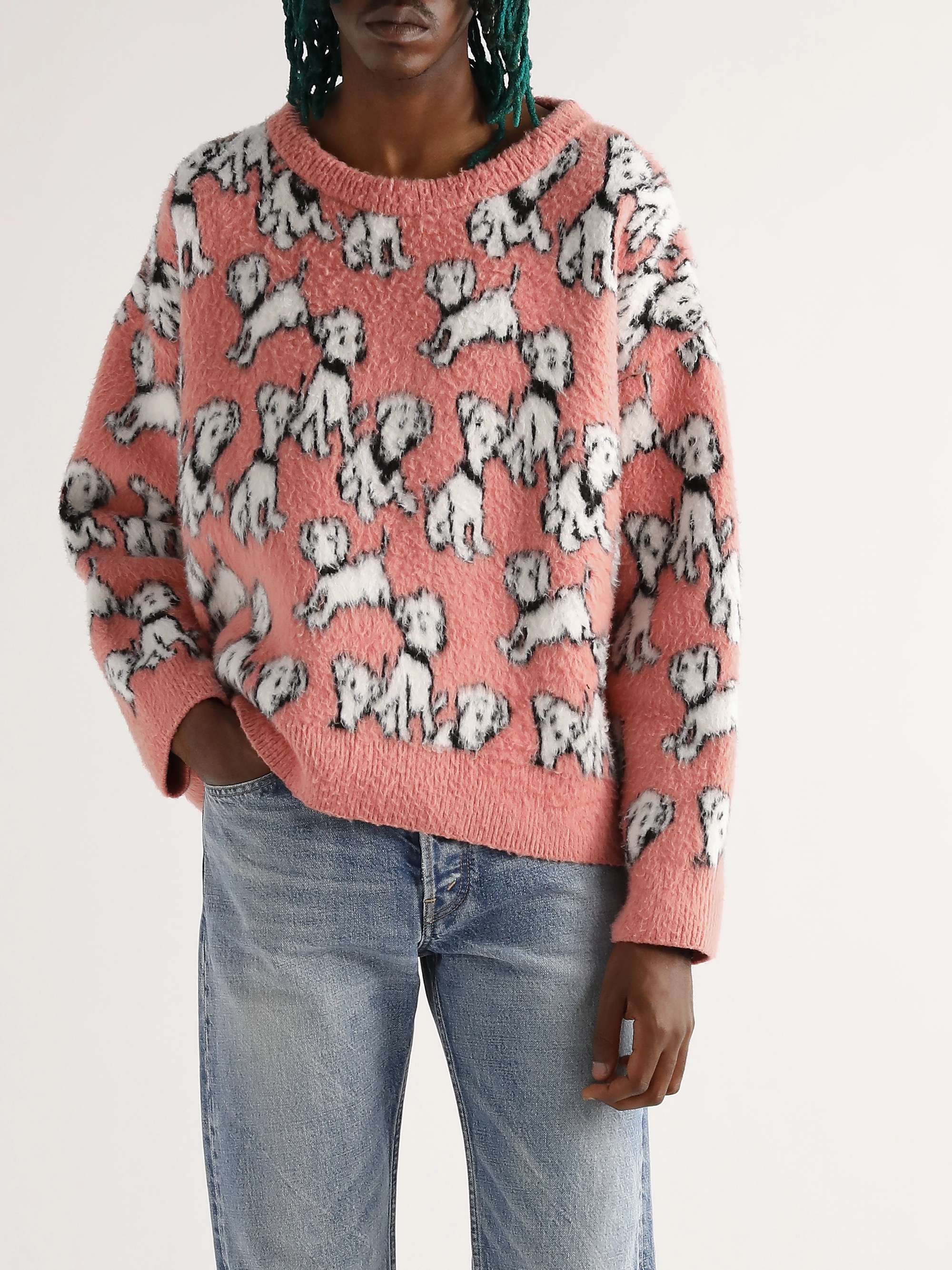 CELINE Brushed Cotton-Blend Jacquard Sweater