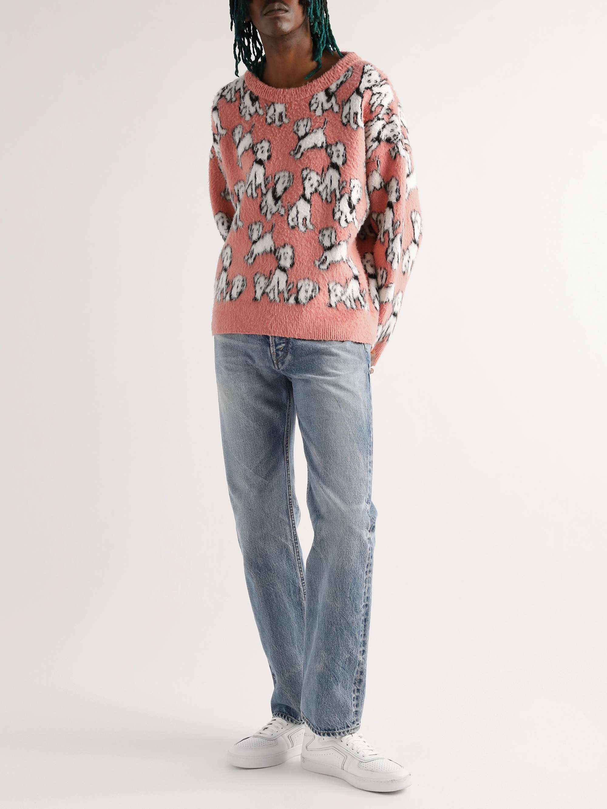 CELINE Brushed Cotton-Blend Jacquard Sweater