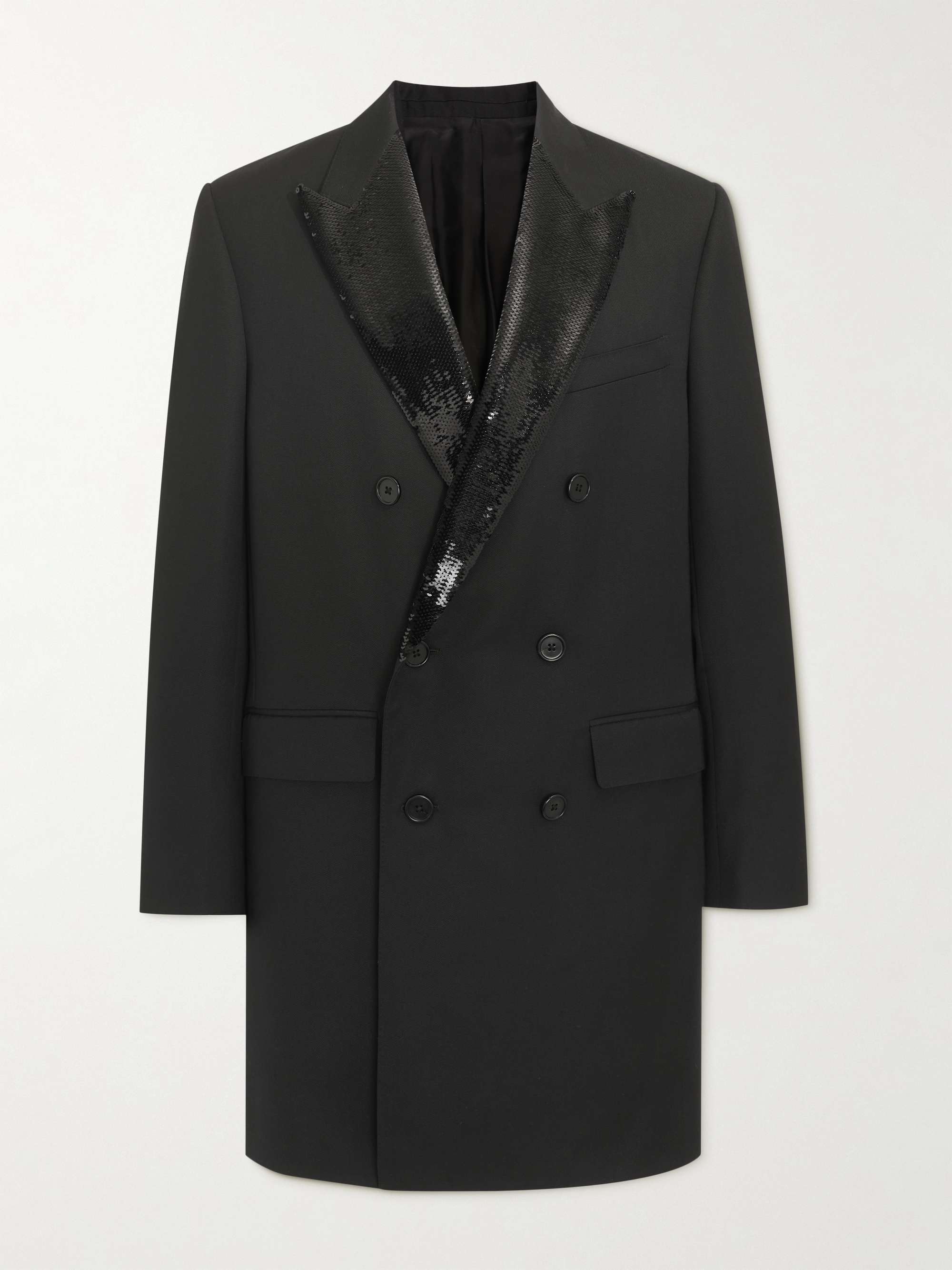 CELINE Sequin-Embellished Double-Breasted Wool Coat