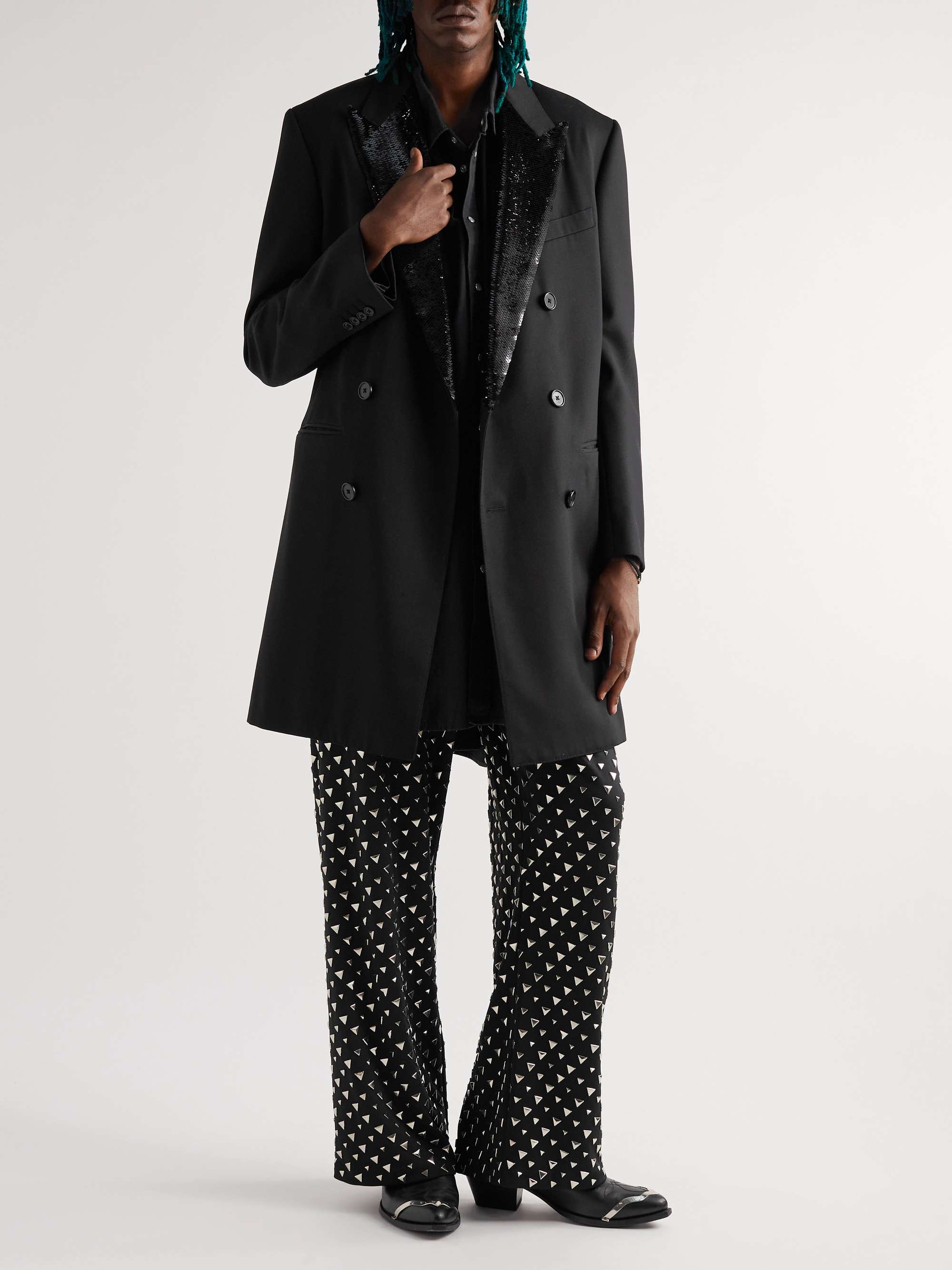 CELINE Sequin-Embellished Double-Breasted Wool Coat