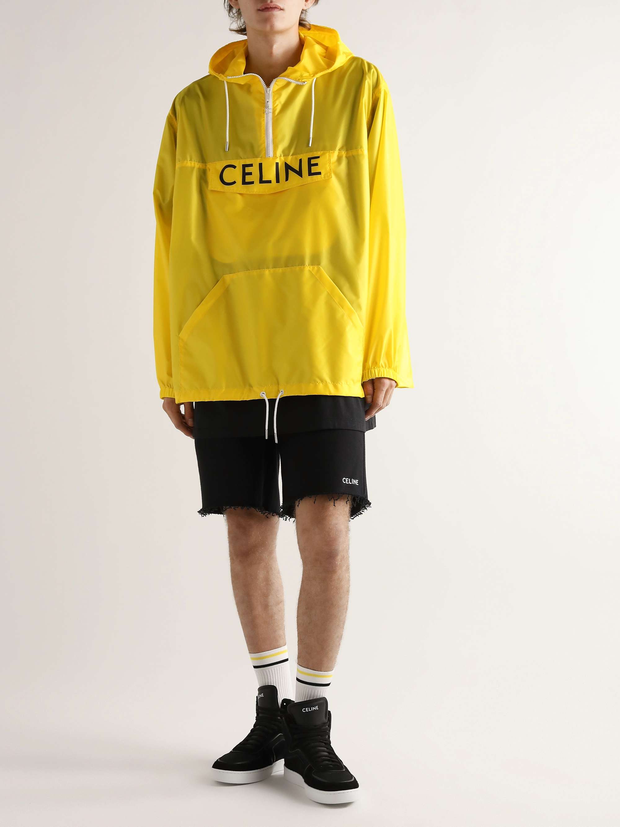 CELINE Logo-Print Nylon Hooded Anorak