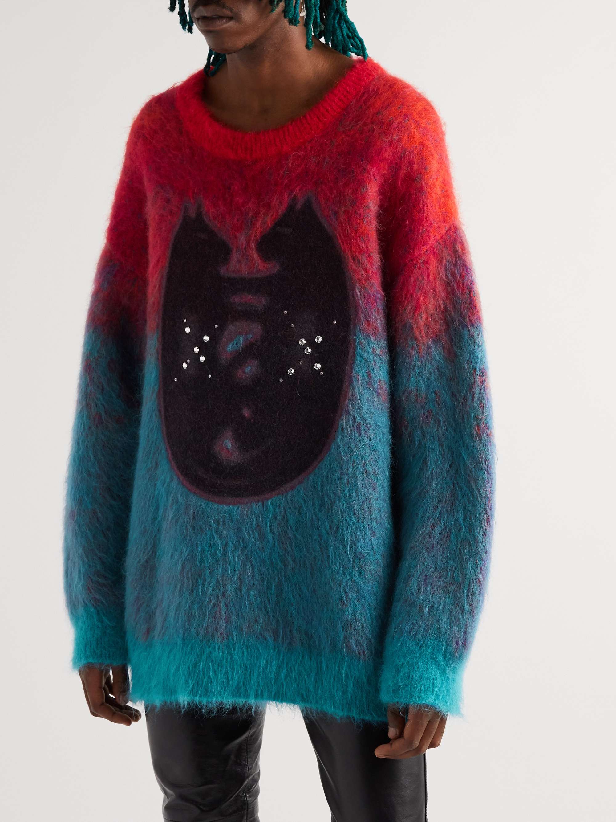 CELINE Embellished Appliquéd Dégradé Mohair-Blend Sweater