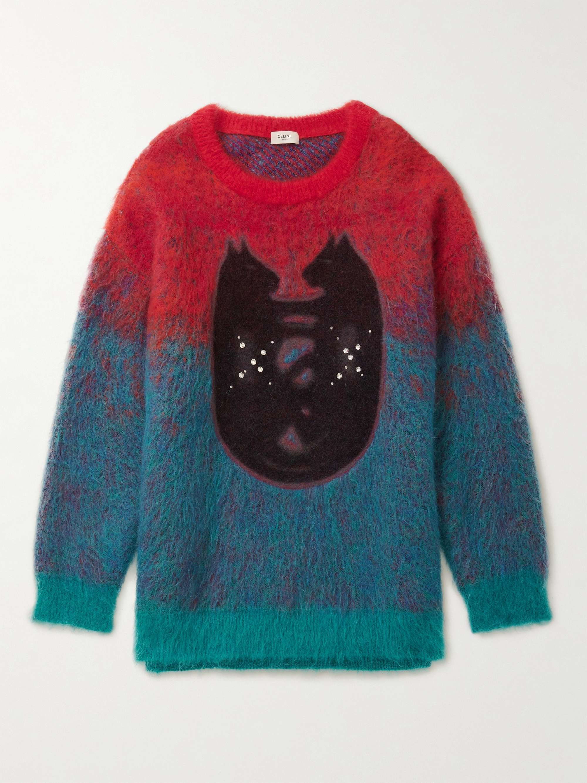 CELINE Embellished Appliquéd Dégradé Mohair-Blend Sweater