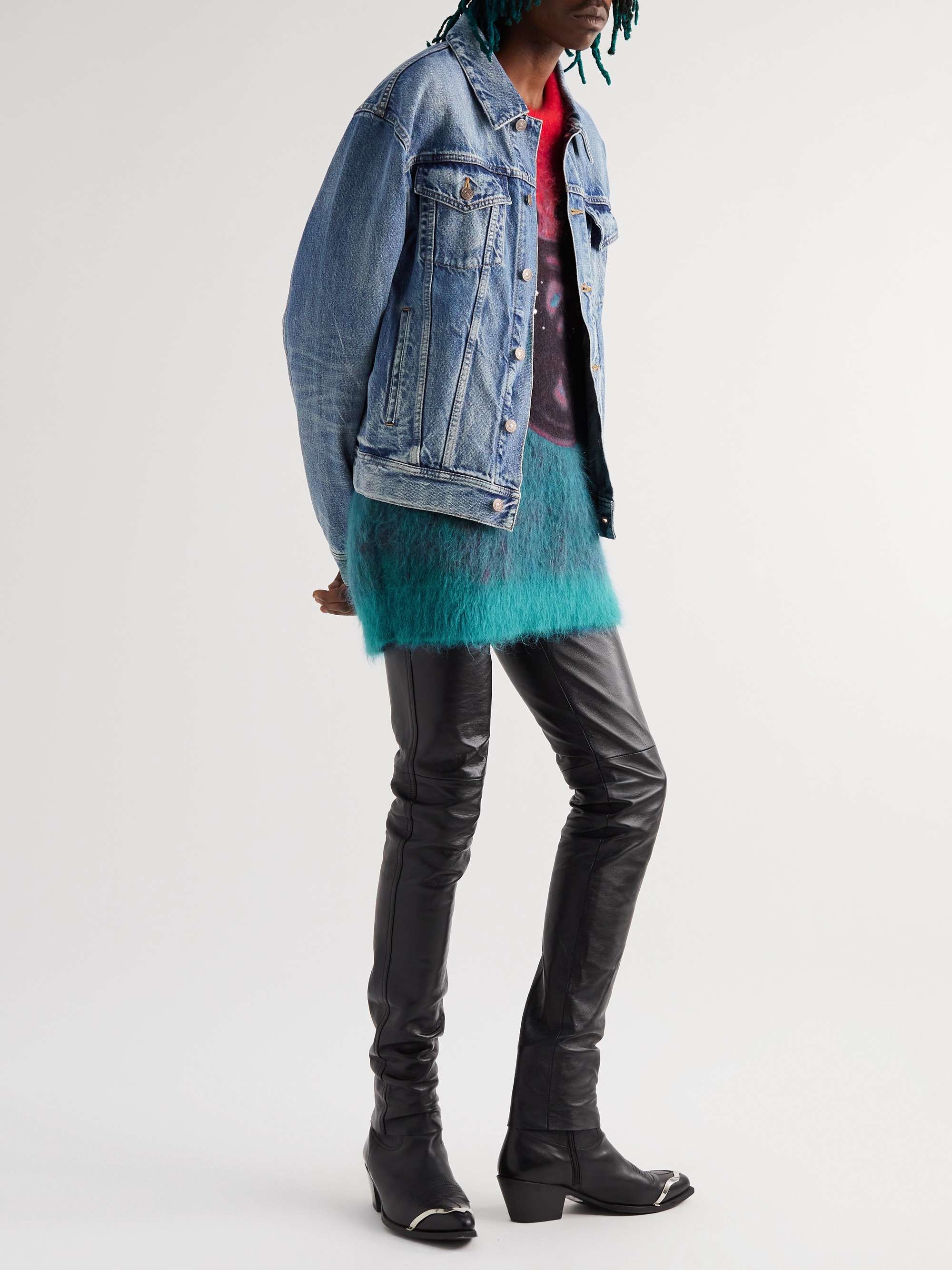 CELINE Embellished Appliquéd Dégradé Mohair-Blend Sweater