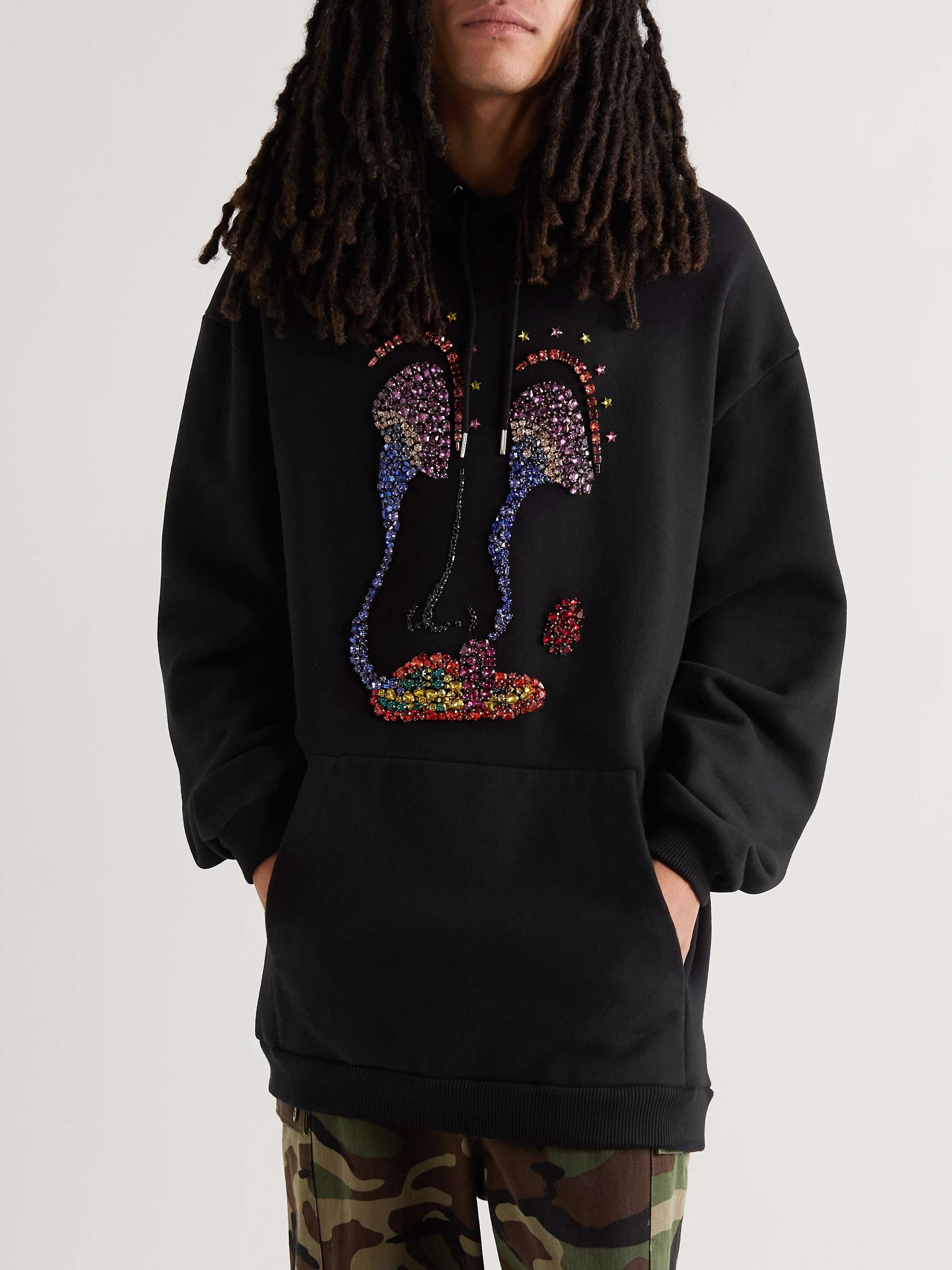 CELINE Oversized Crystal-Embellished Cotton-Jersey Hoodie