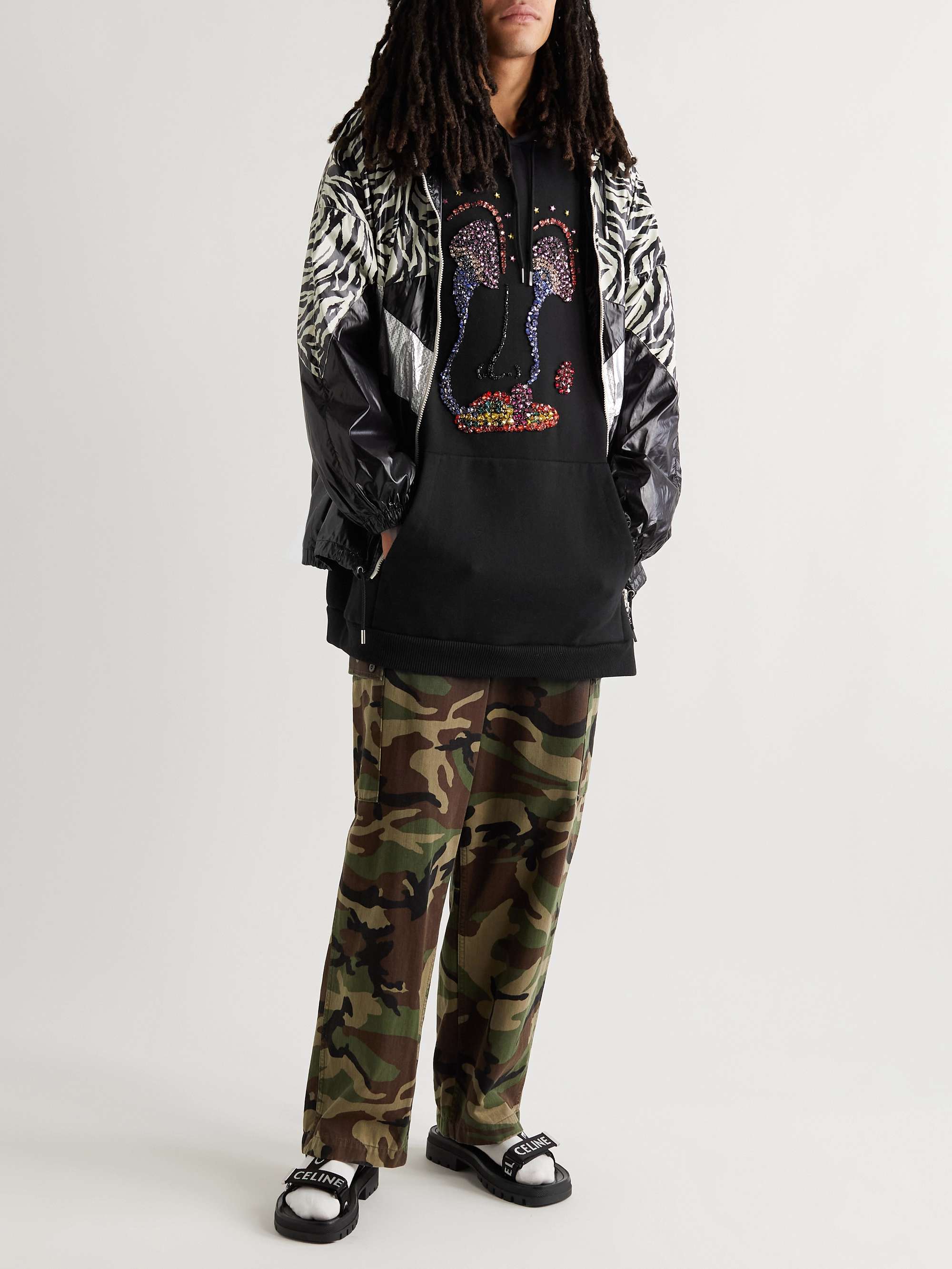 CELINE Oversized Crystal-Embellished Cotton-Jersey Hoodie