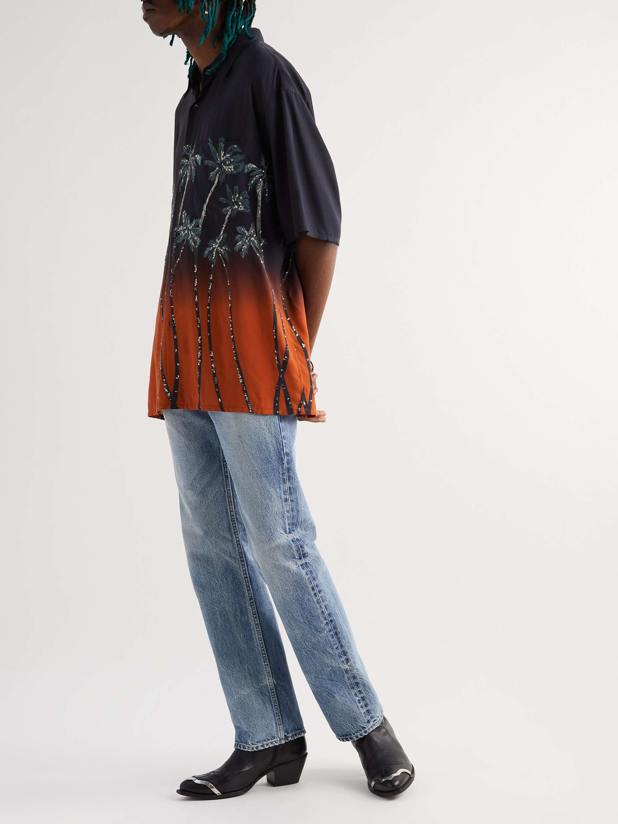CELINE Sequin-Embellished Printed Dégradé Woven Shirt