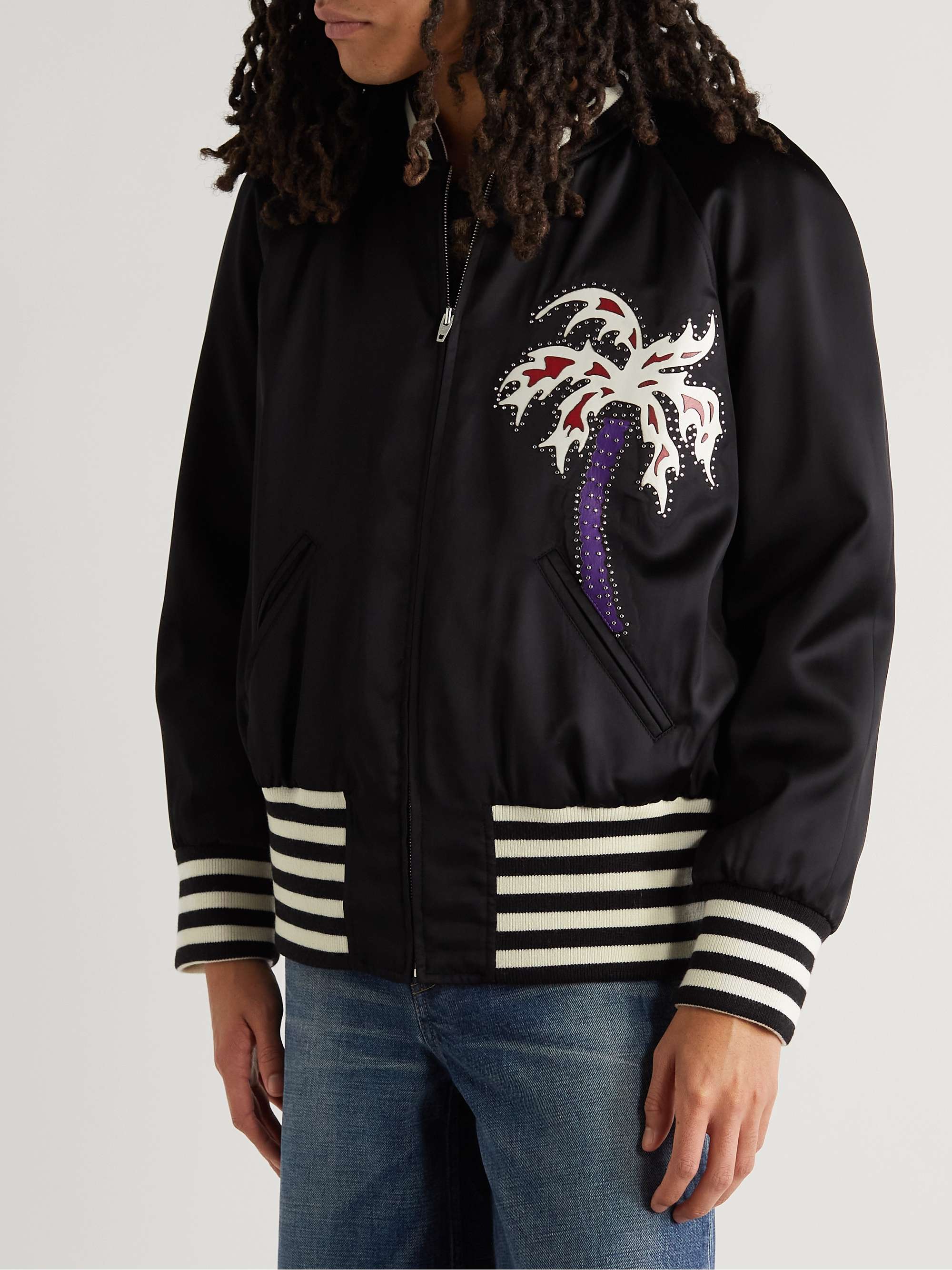 CELINE Appliquéd Satin Bomber Jacket