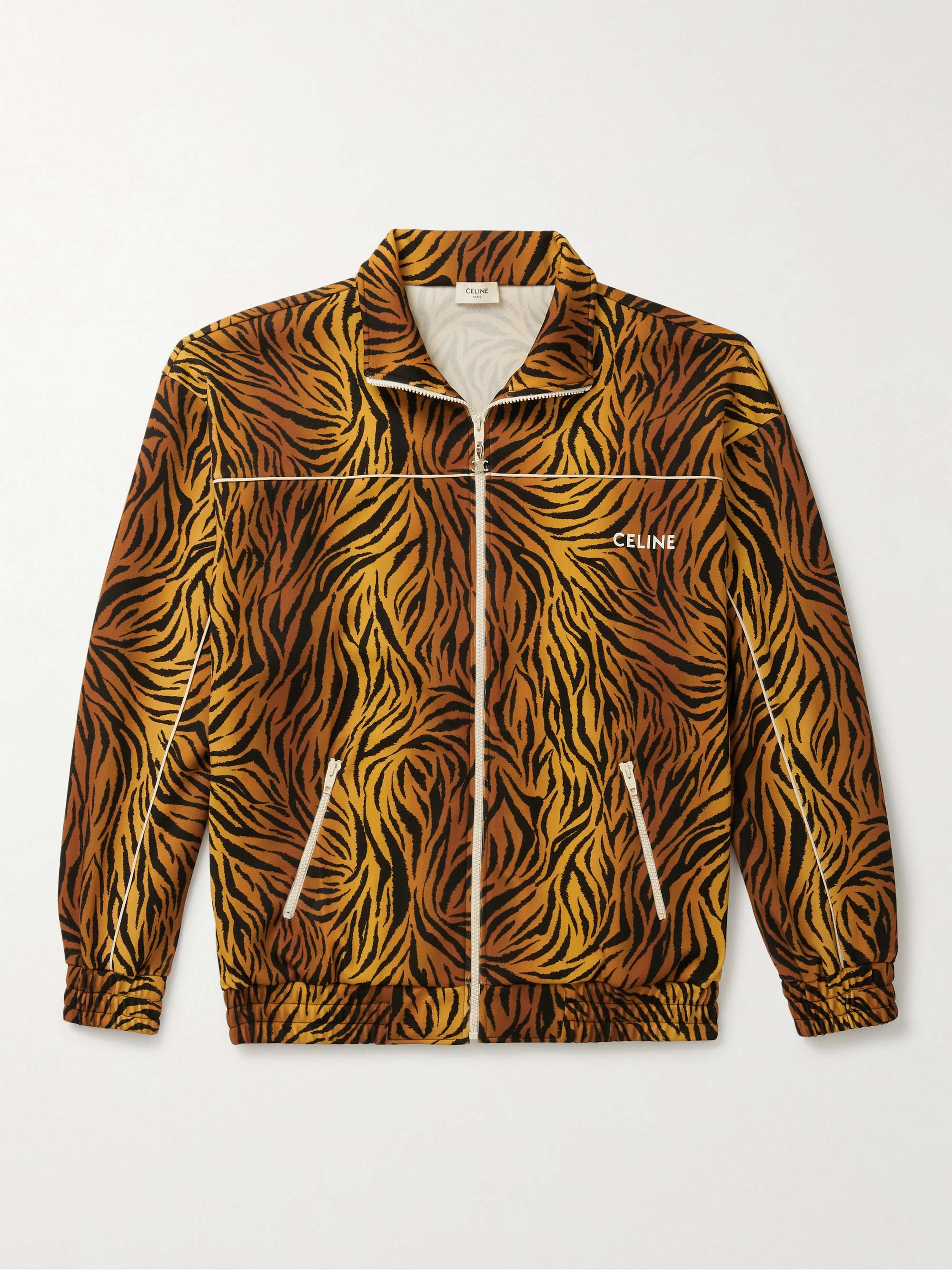 CELINE Tiger-Print Jersey Track Jacket