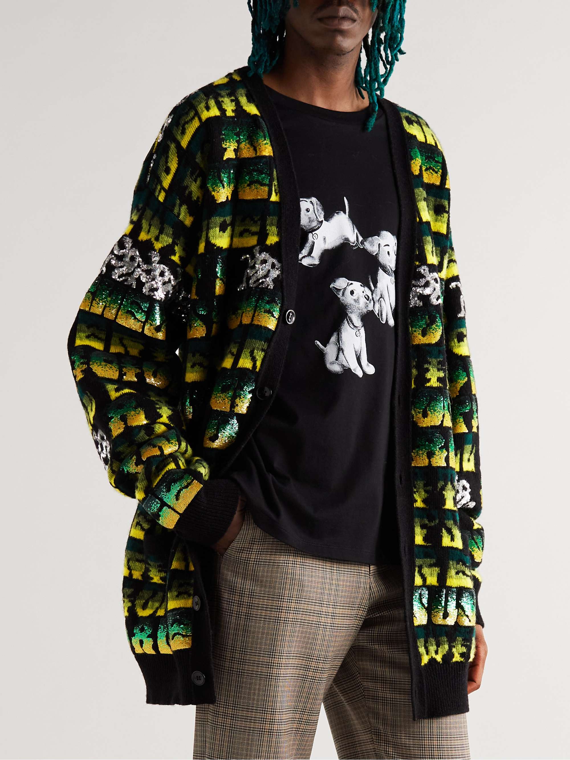 CELINE Oversized Sequin-Embellished Wool-Jacquard Cardigan