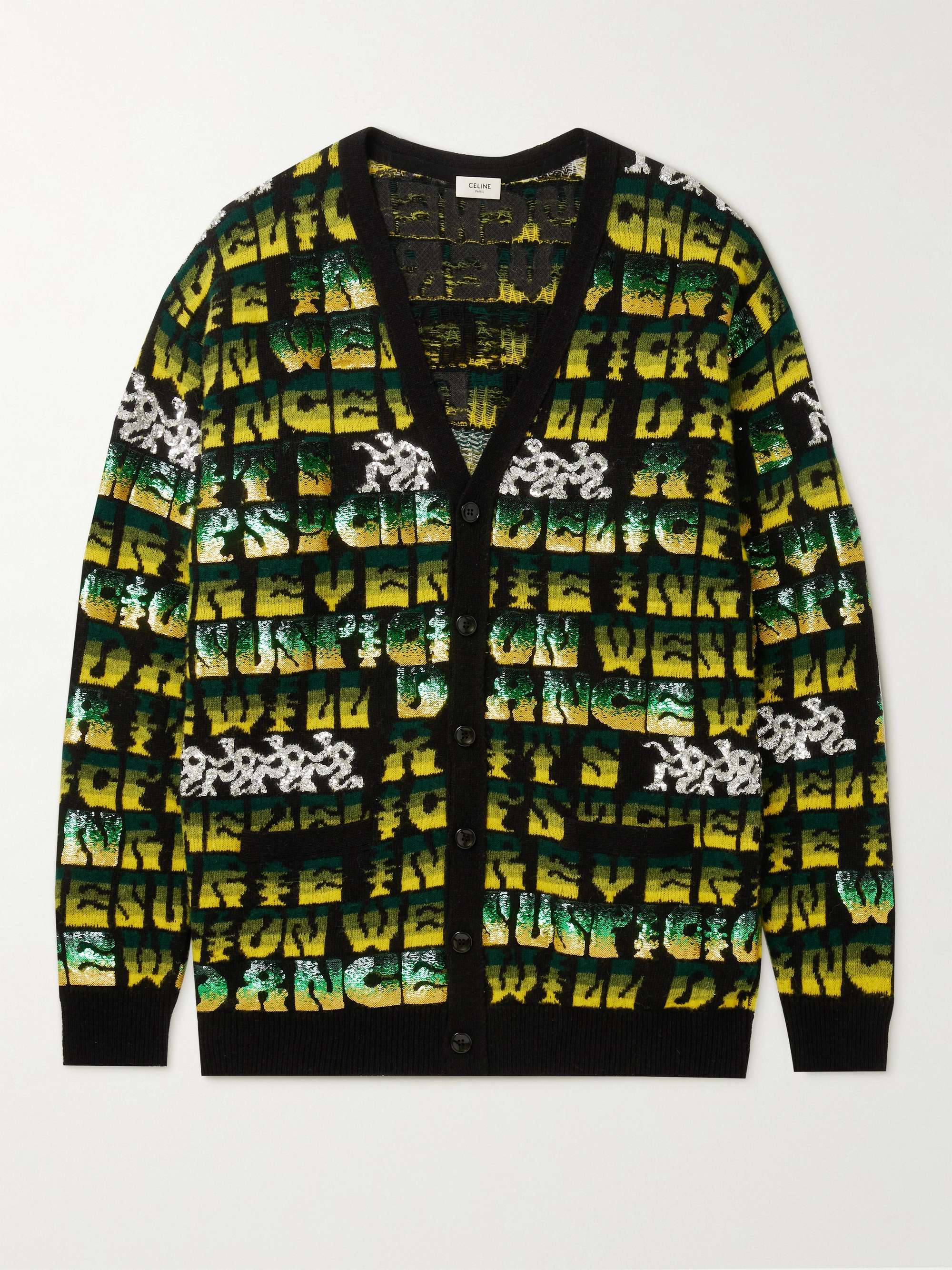 CELINE Oversized Sequin-Embellished Wool-Jacquard Cardigan