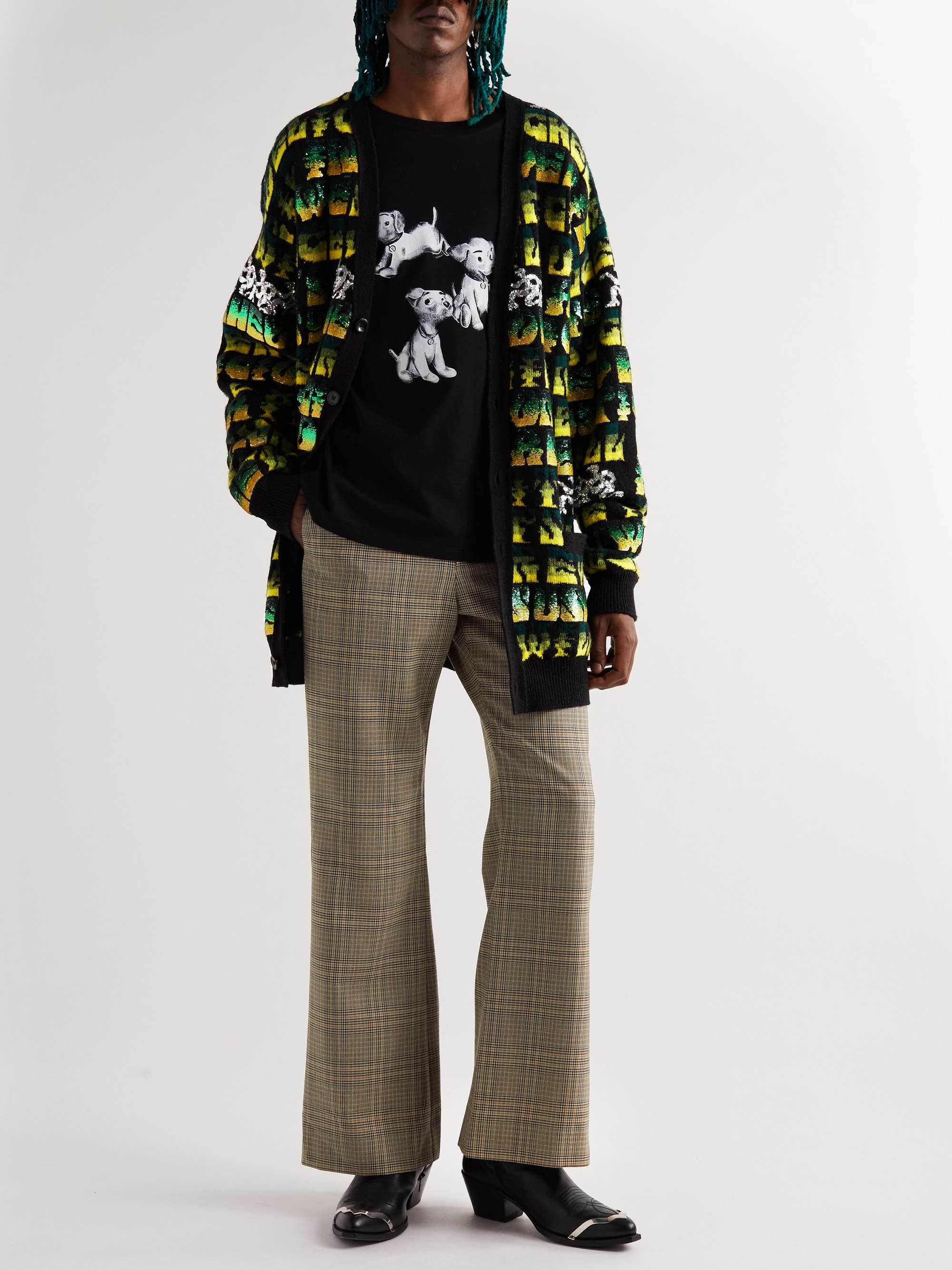 CELINE Oversized Sequin-Embellished Wool-Jacquard Cardigan