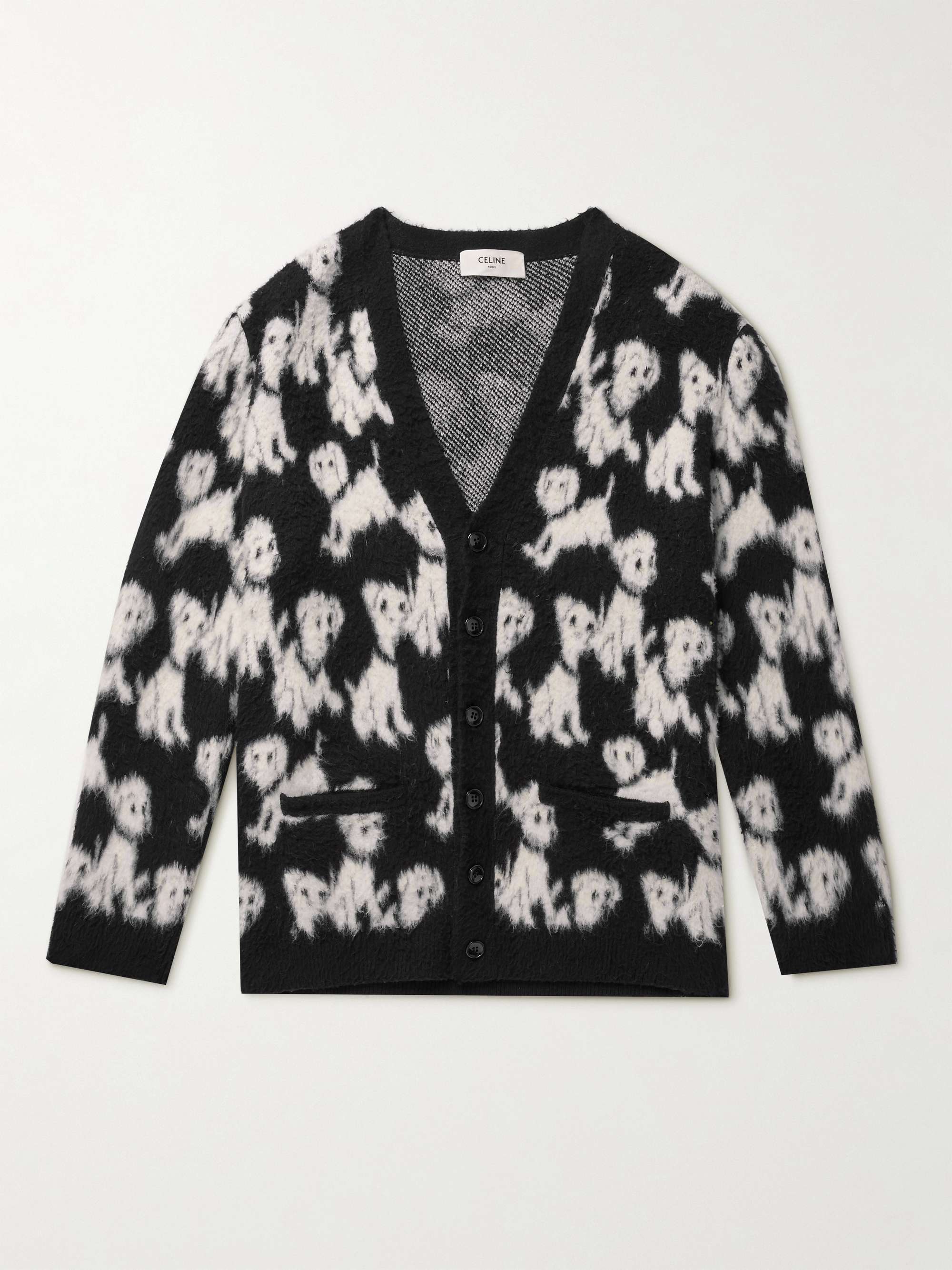 CELINE Brushed Cotton-Blend Jacquard Cardigan