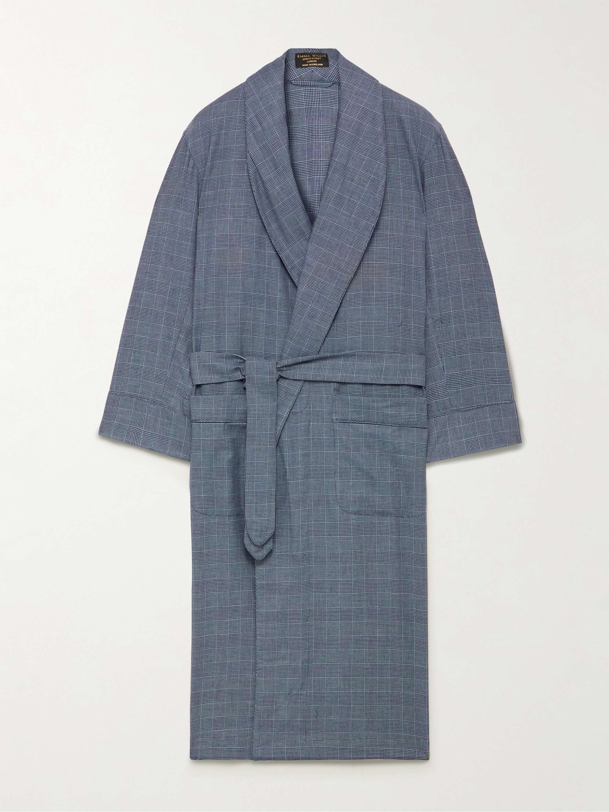 EMMA WILLIS Prince of Wales Checked Cotton-Flannel Robe