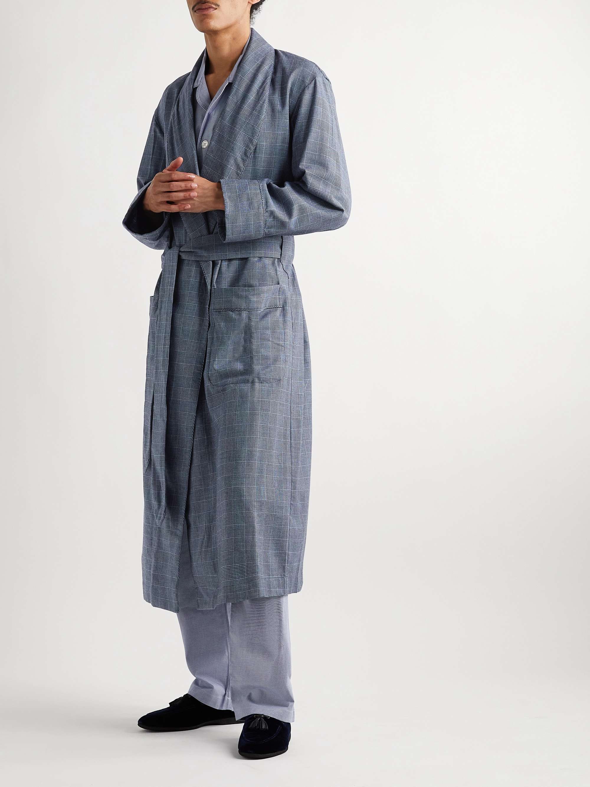 EMMA WILLIS Prince of Wales Checked Cotton-Flannel Robe