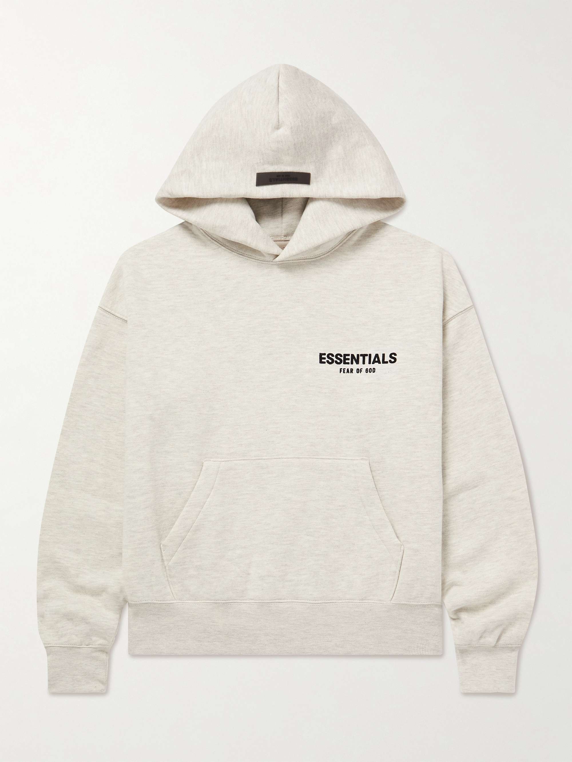 FEAR OF GOD ESSENTIALS KIDS Logo-Flocked Cotton-Blend Jersey Hoodie for Men  | MR PORTER