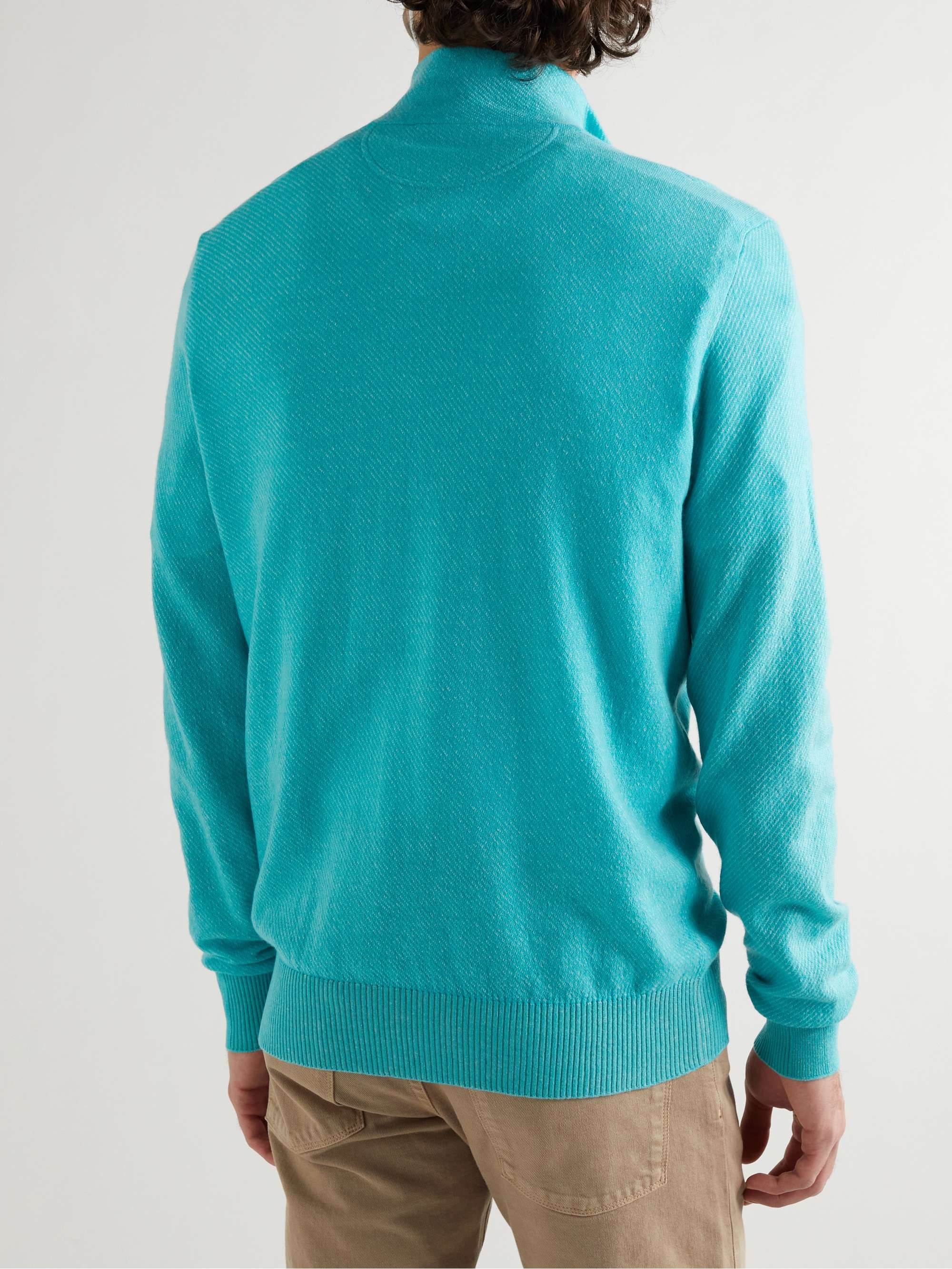LORO PIANA Roadster Striped Cashmere Half-Zip Sweater