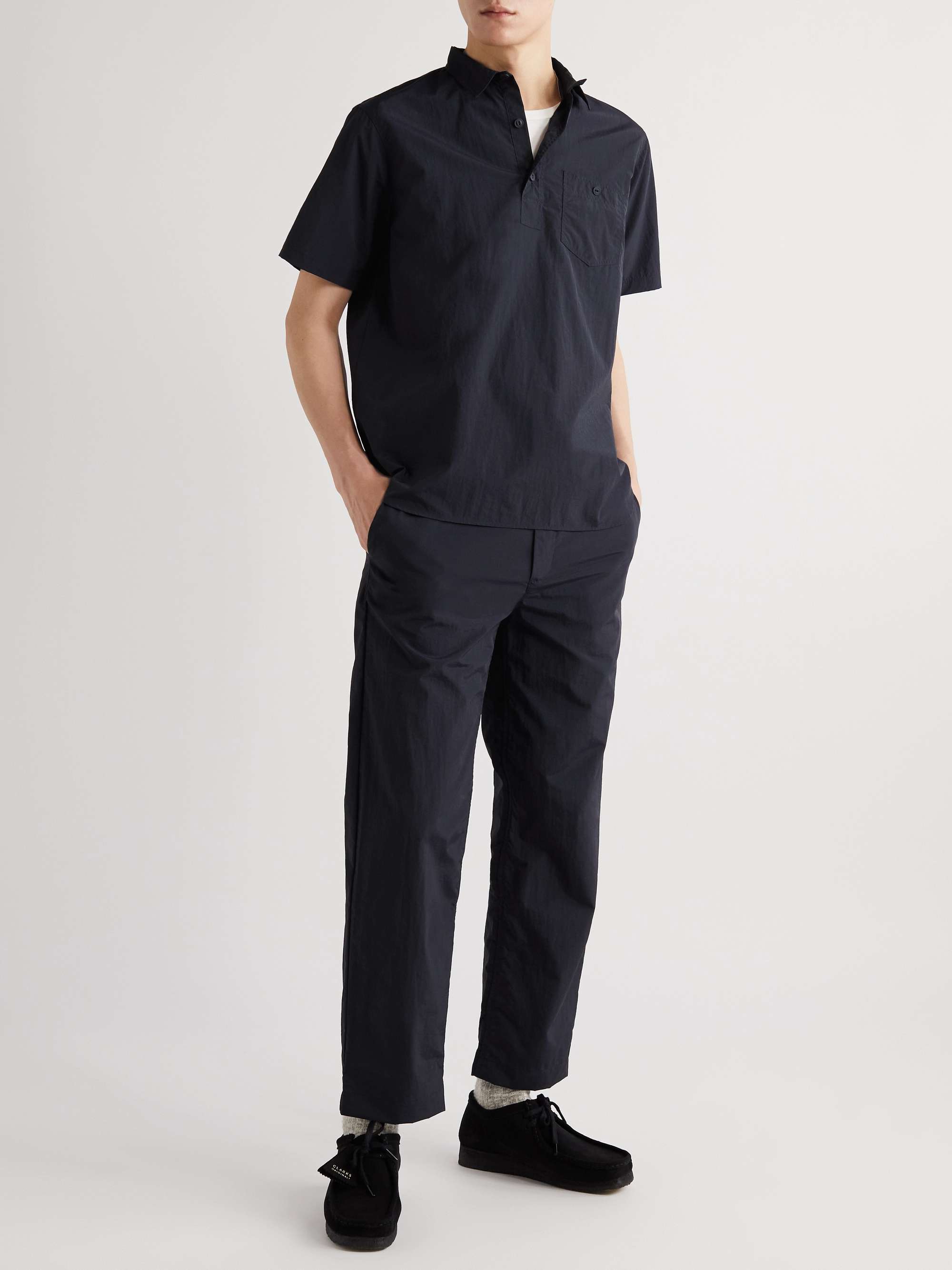 KESTIN Kelso Cropped Straight-Leg Cotton-Blend Shell Drawstring Trousers