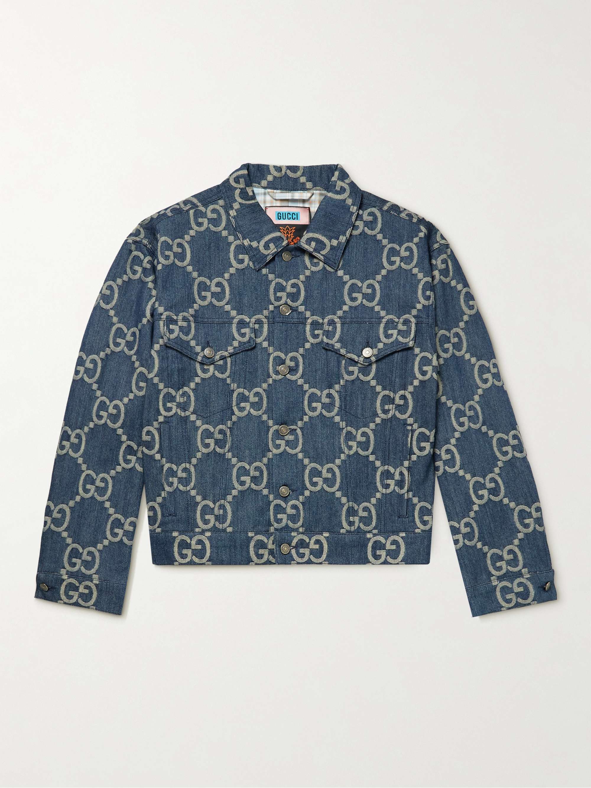 in the meantime Stick out As far as people are concerned Blue Slim-Fit Logo-Jacquard Denim Jacket | GUCCI | MR PORTER