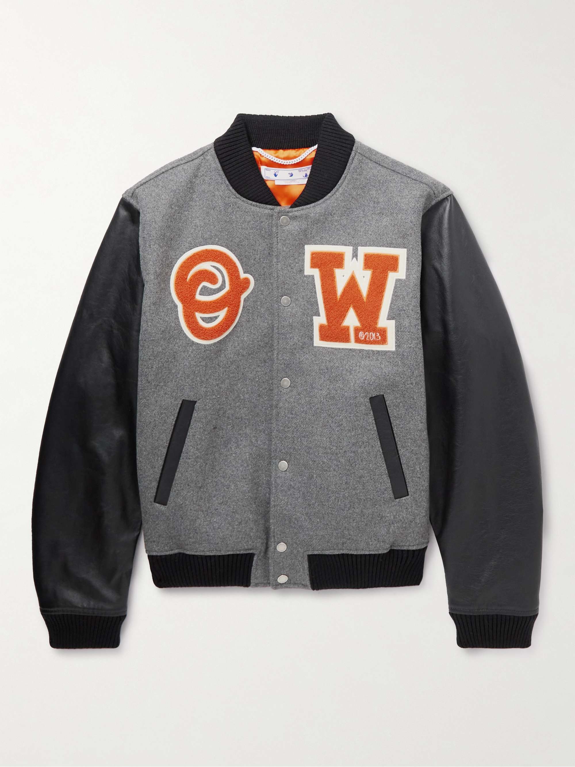 OFF-WHITE Leather Wool-Blend Varsity for Men | MR