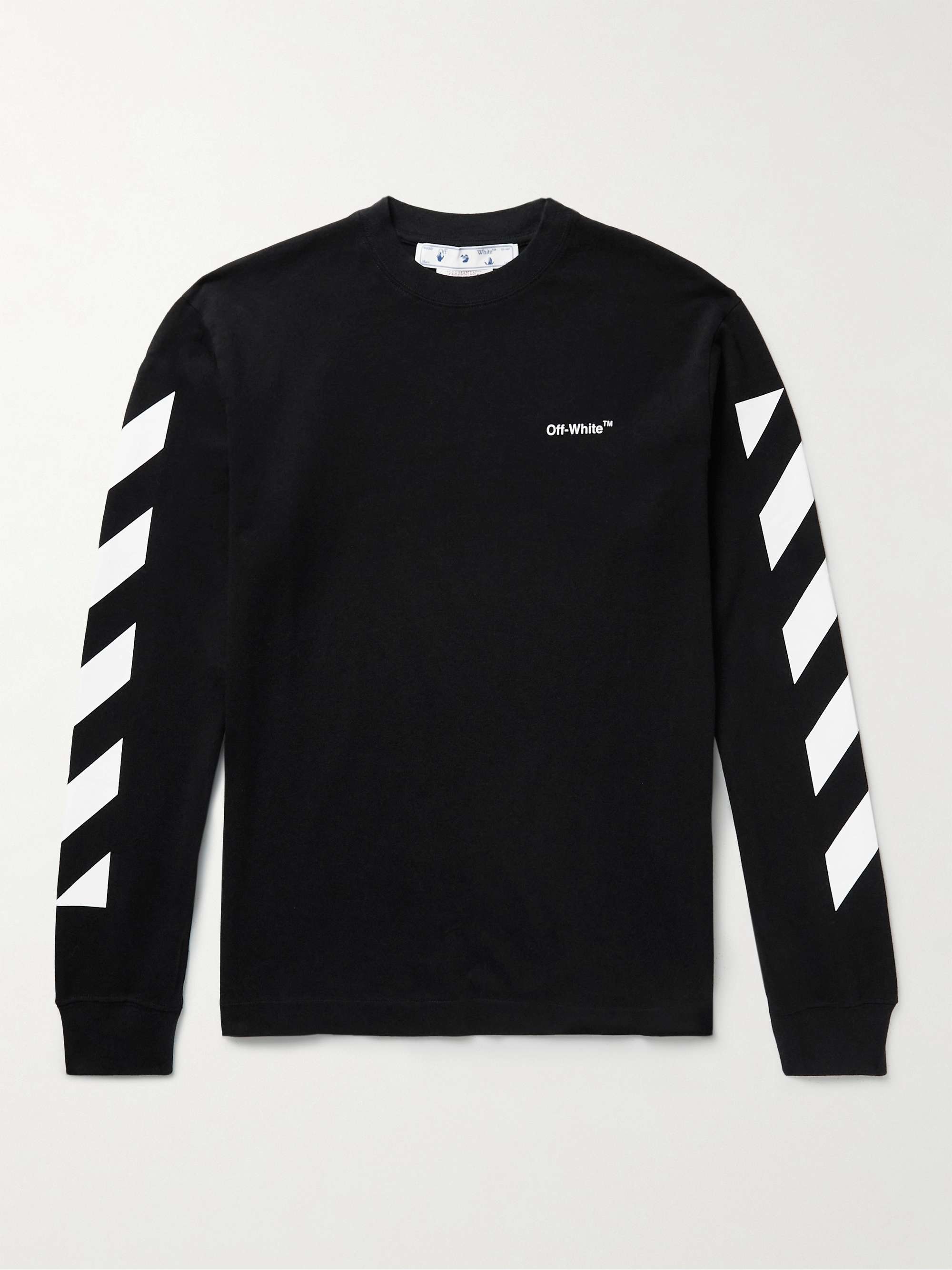 off white black long sleeve shirt