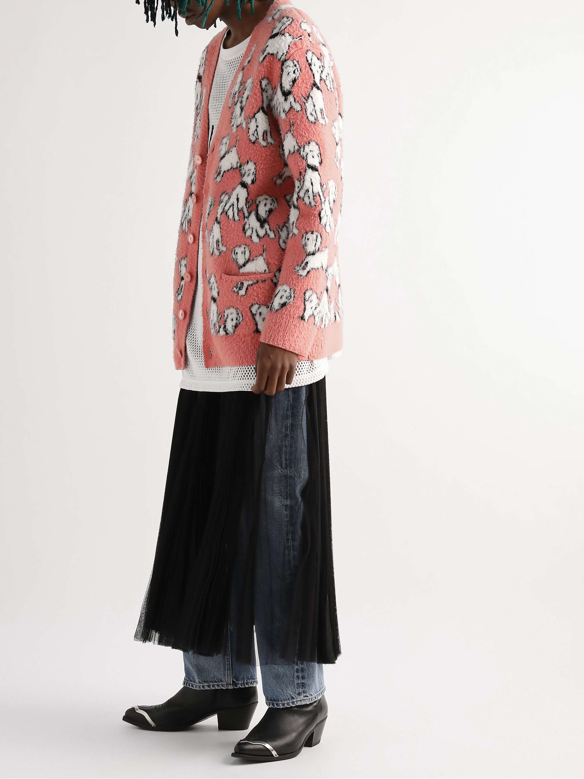 CELINE Brushed Cotton-Jacquard Cardigan