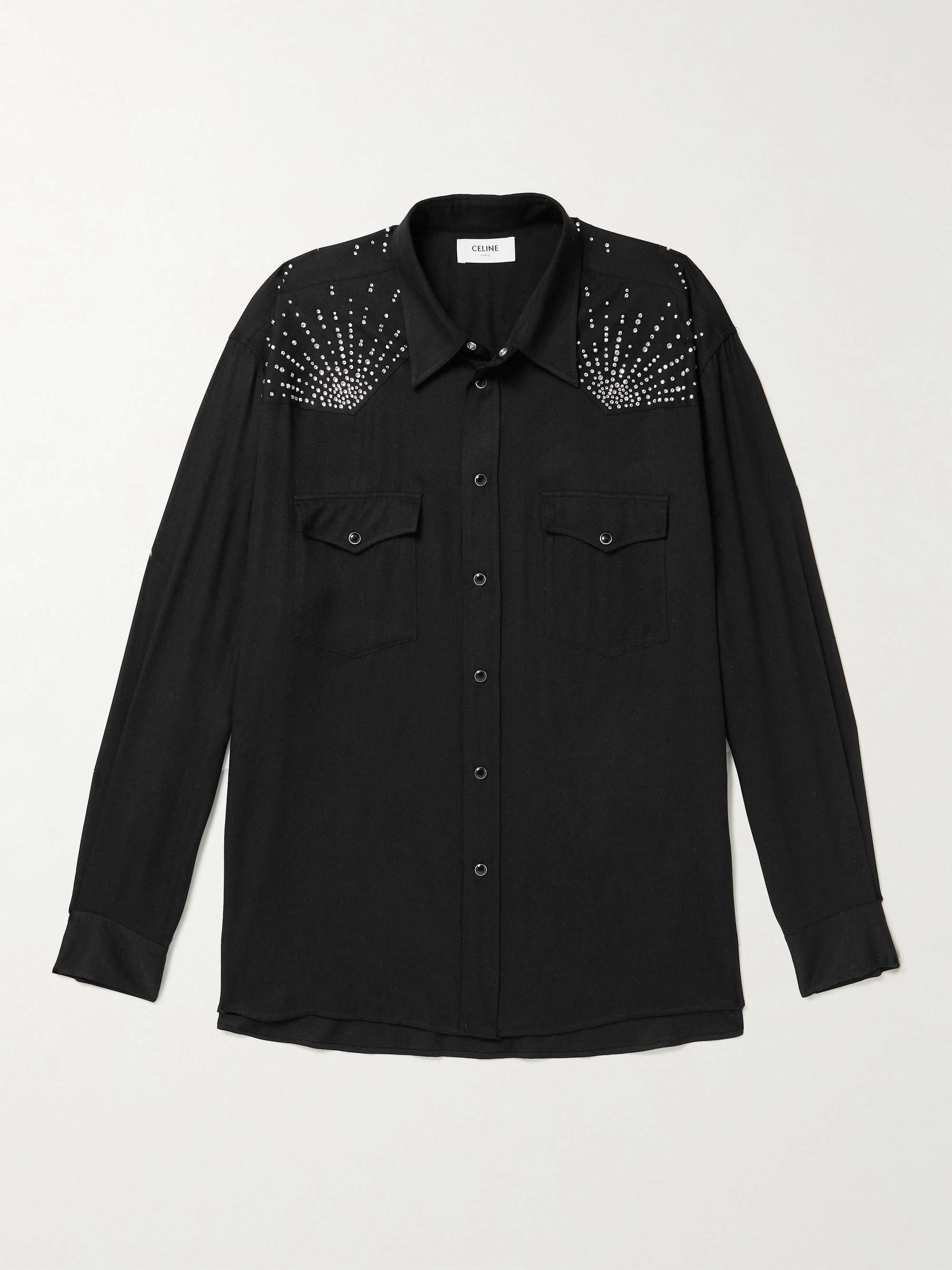 CELINE Crystal-Embellished Twill Shirt