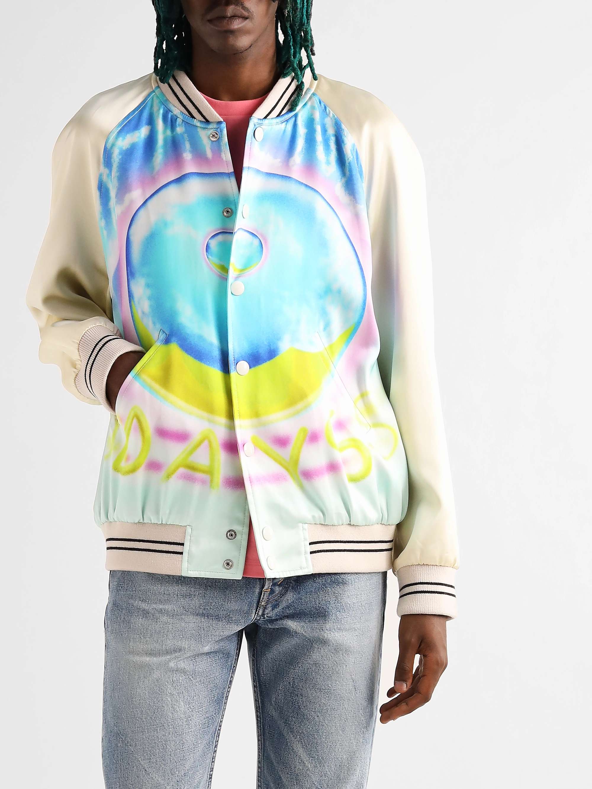 CELINE Printed Satin Bomber Jacket