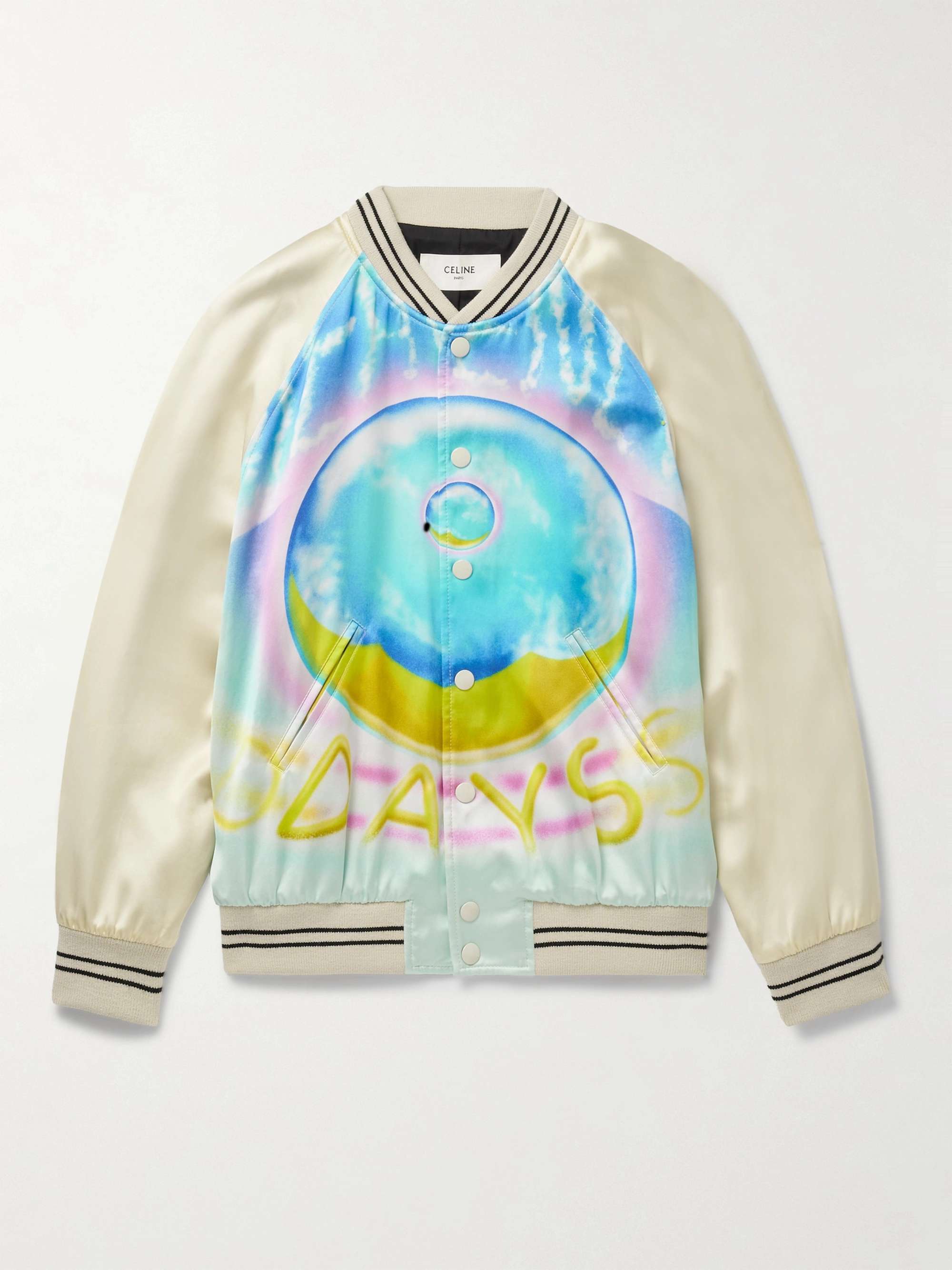 CELINE Printed Satin Bomber Jacket