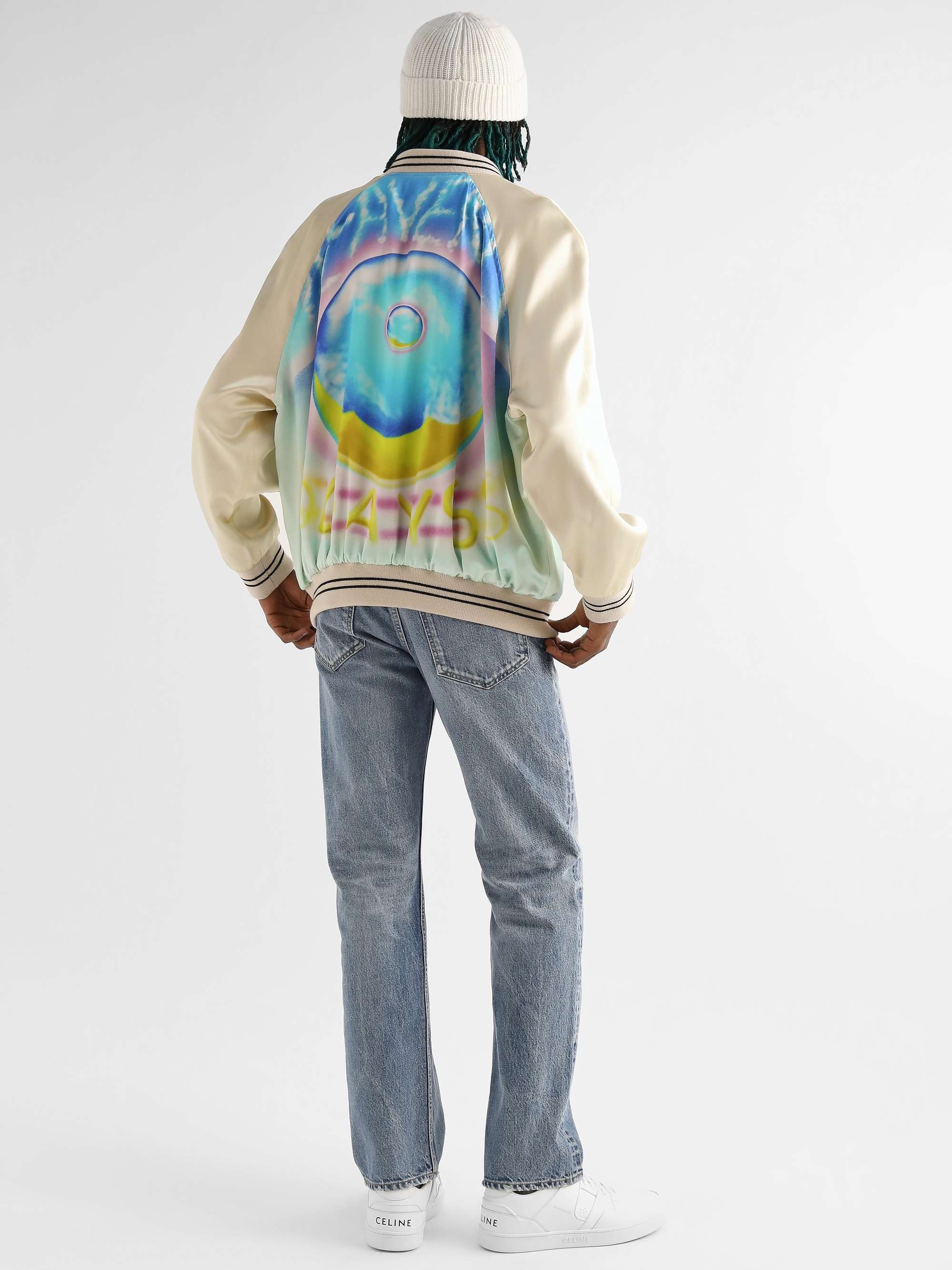 CELINE Printed Satin Bomber Jacket
