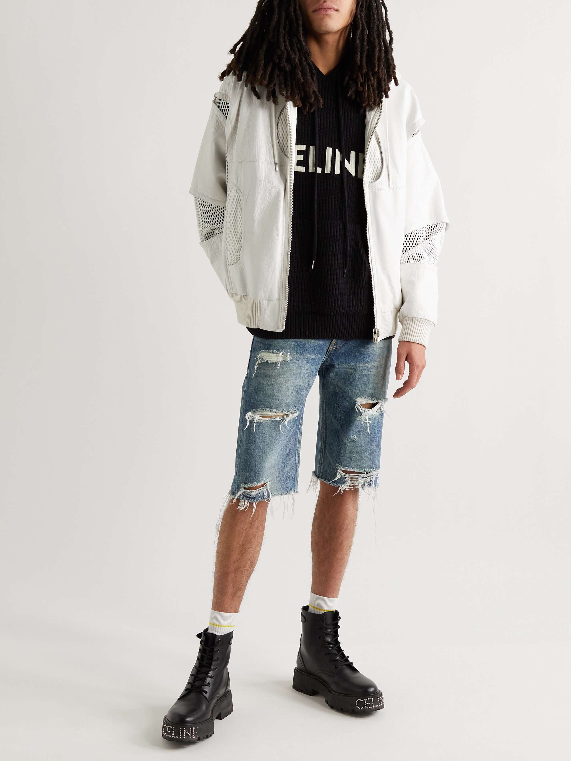 CELINE Kurt Straight-Leg Distressed Shorts