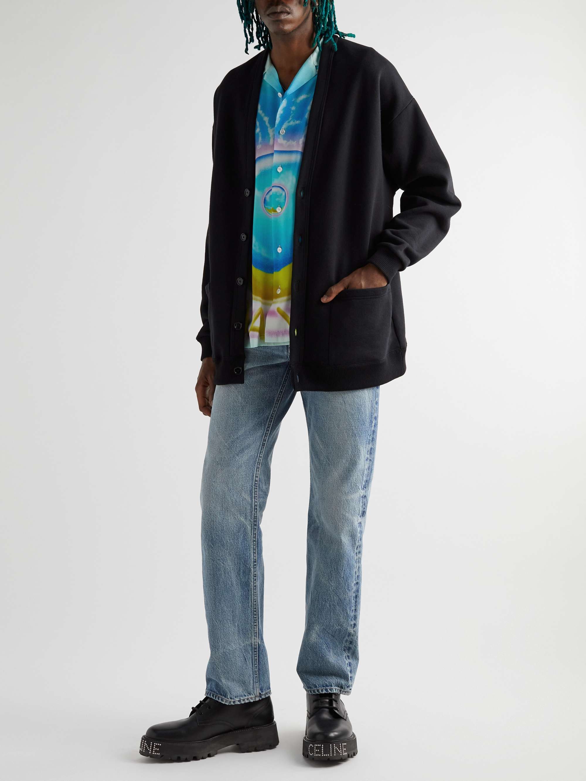 CELINE Camp-Collar Printed Voile Shirt