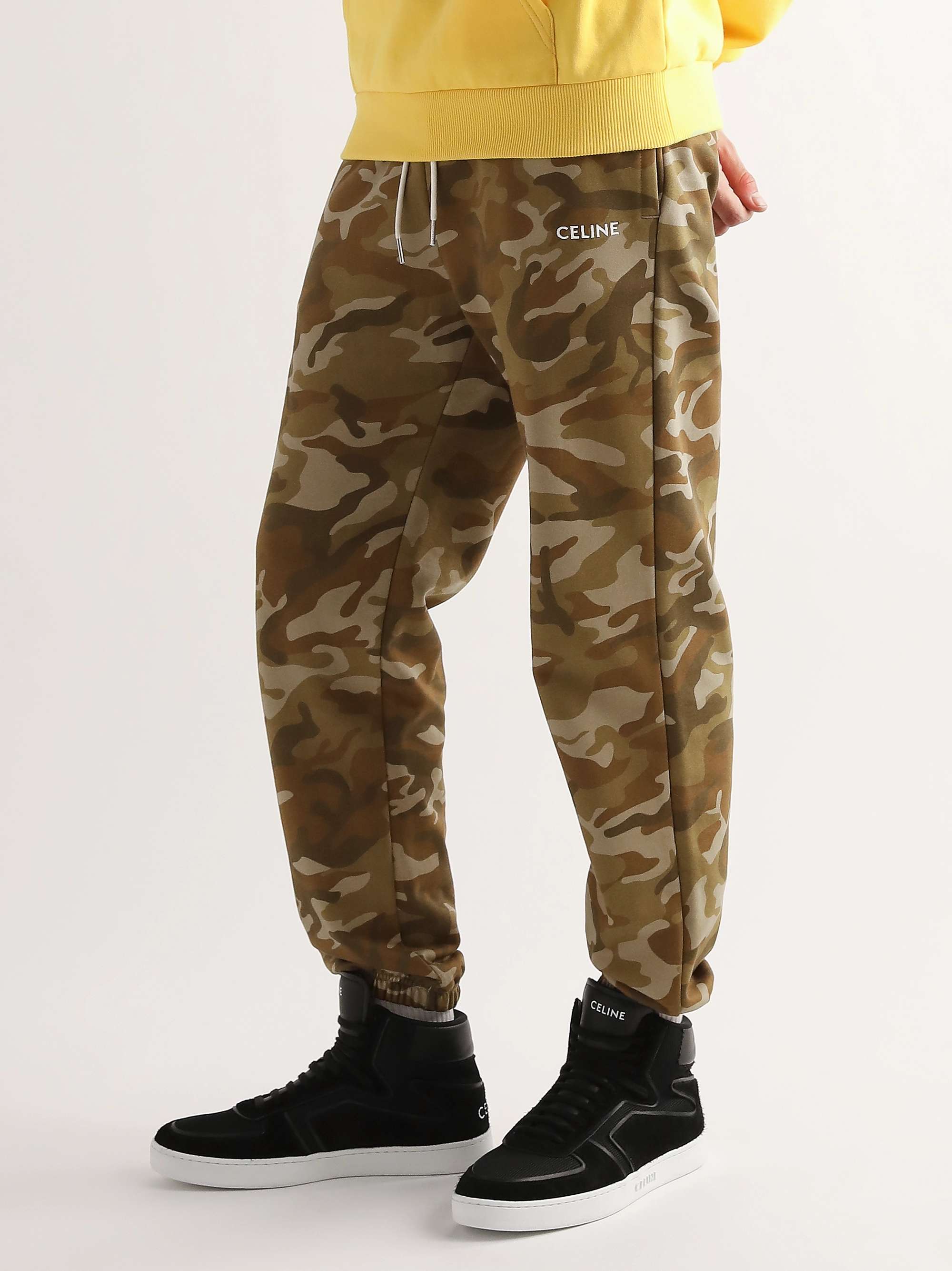 CELINE Slim-Fit Tapered Camouflage-Print Cotton-Jersey Sweatpants