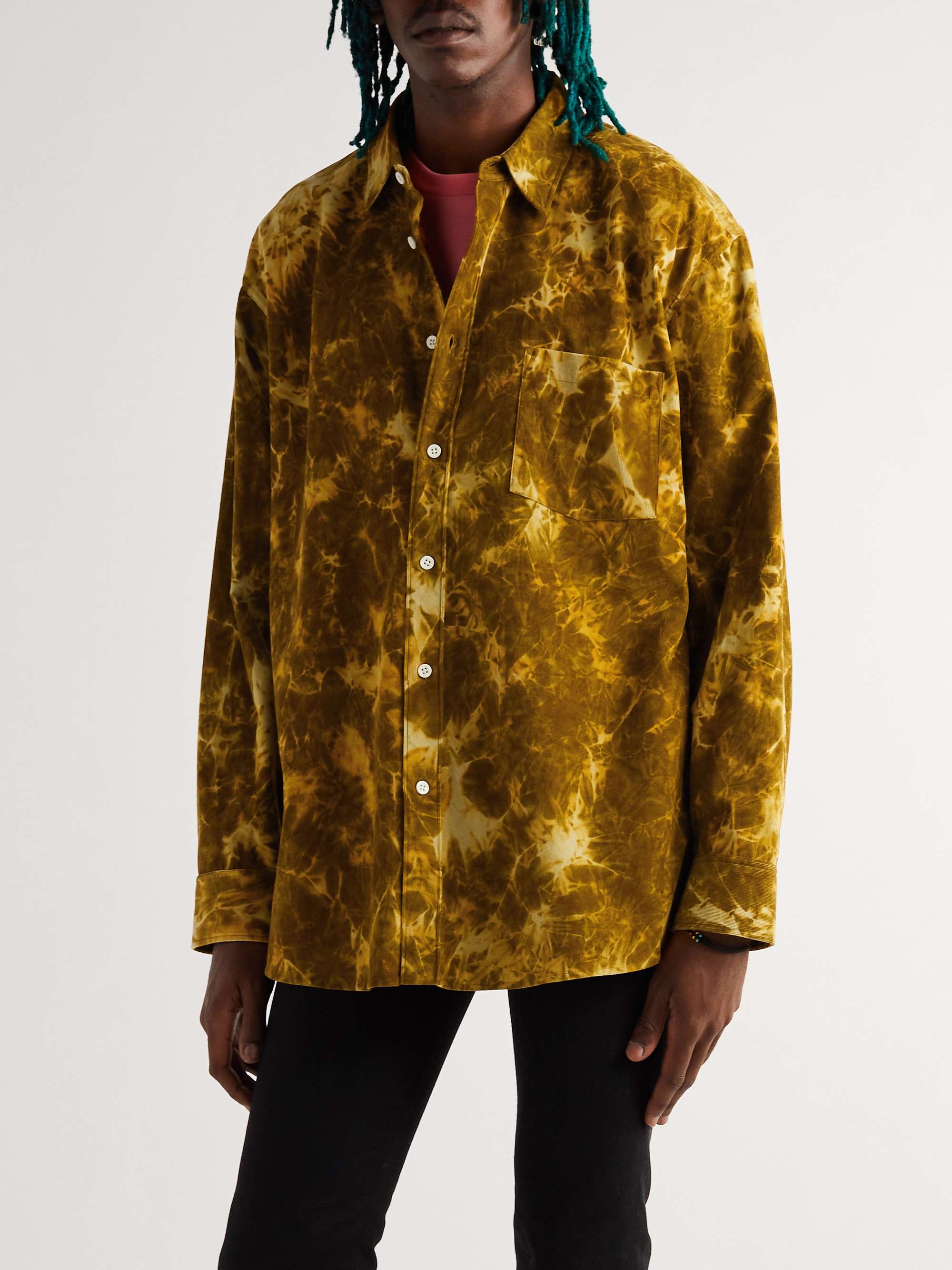 CELINE Tie-Dyed Cotton-Velour Shirt
