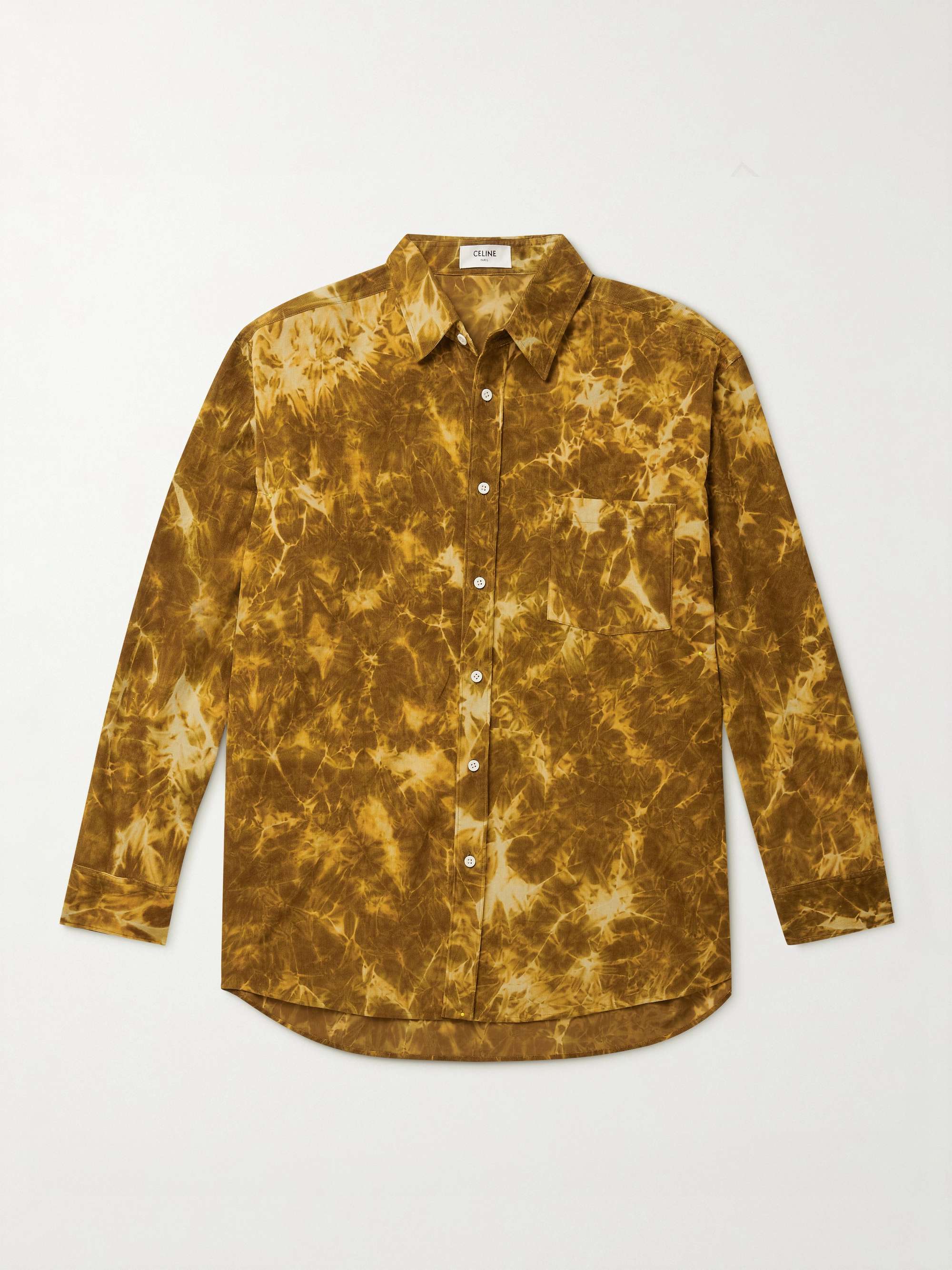 CELINE Tie-Dyed Cotton-Velour Shirt