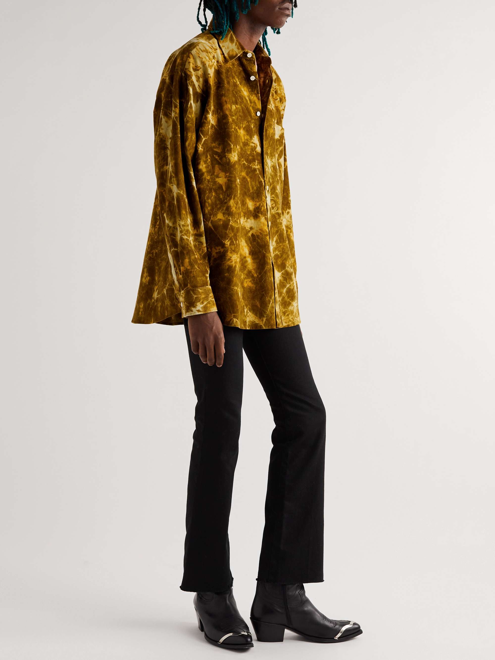 CELINE Tie-Dyed Cotton-Velour Shirt