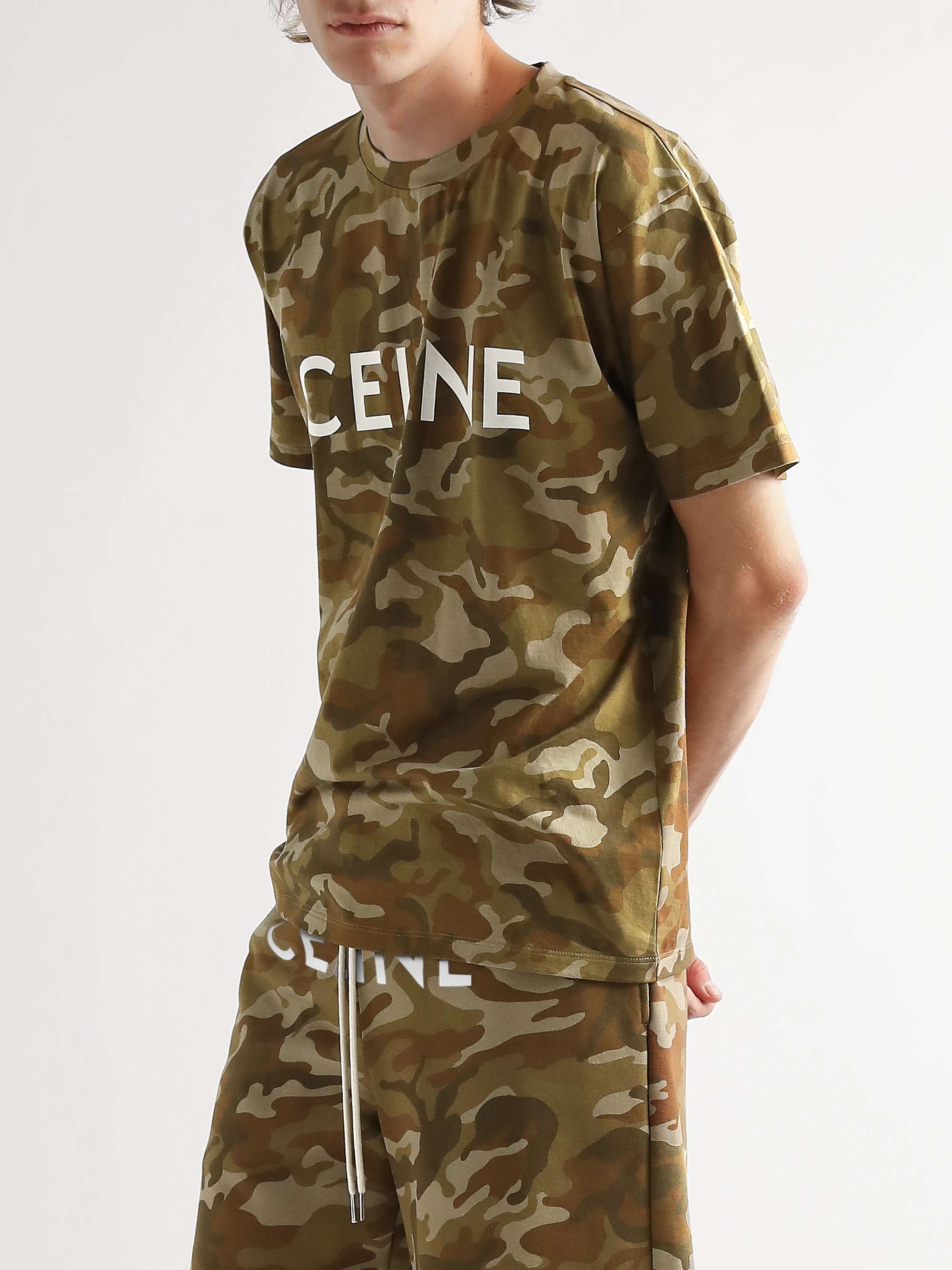CELINE Printed Cotton-Jersey T-Shirt