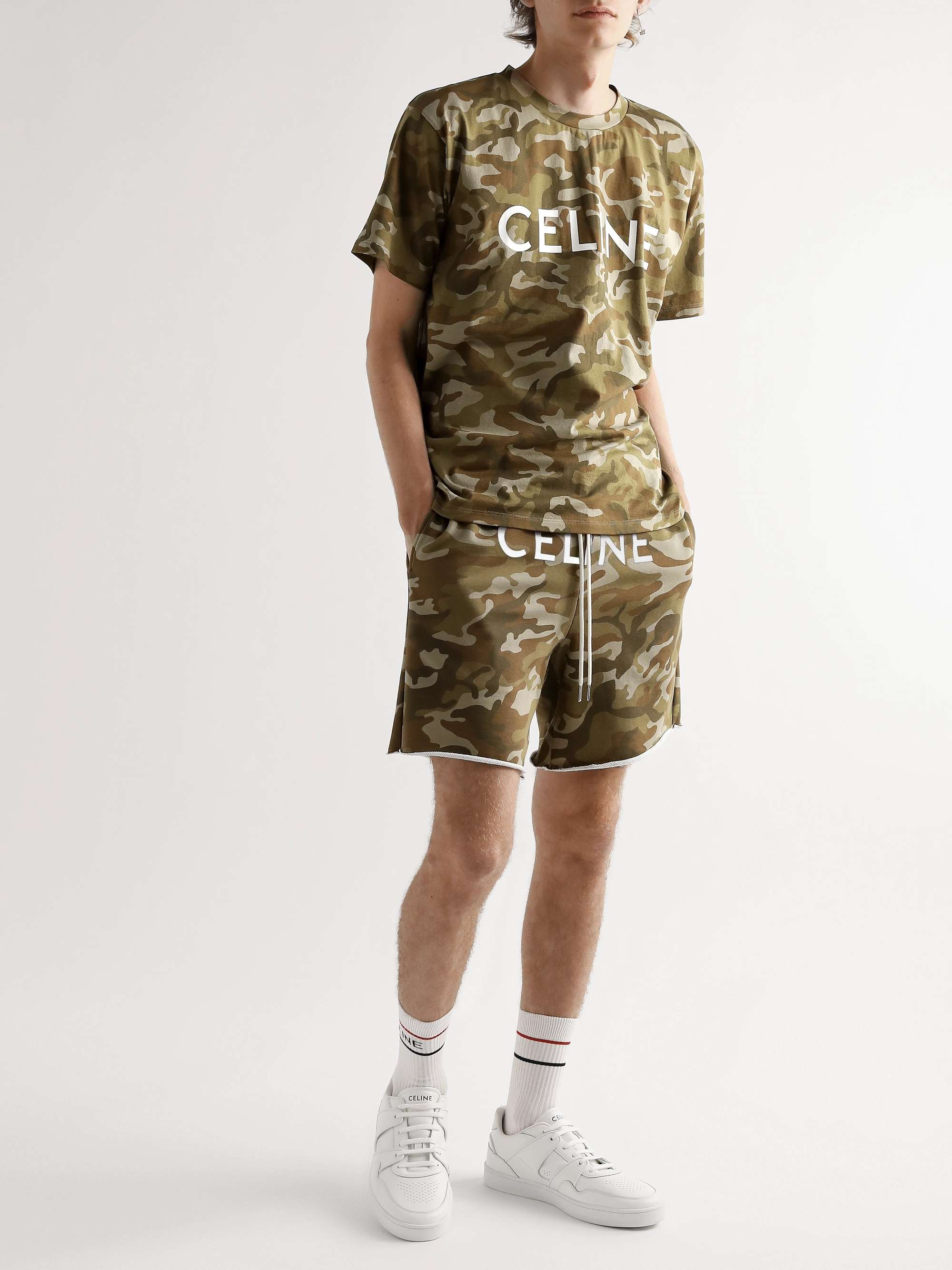CELINE Printed Cotton-Jersey T-Shirt