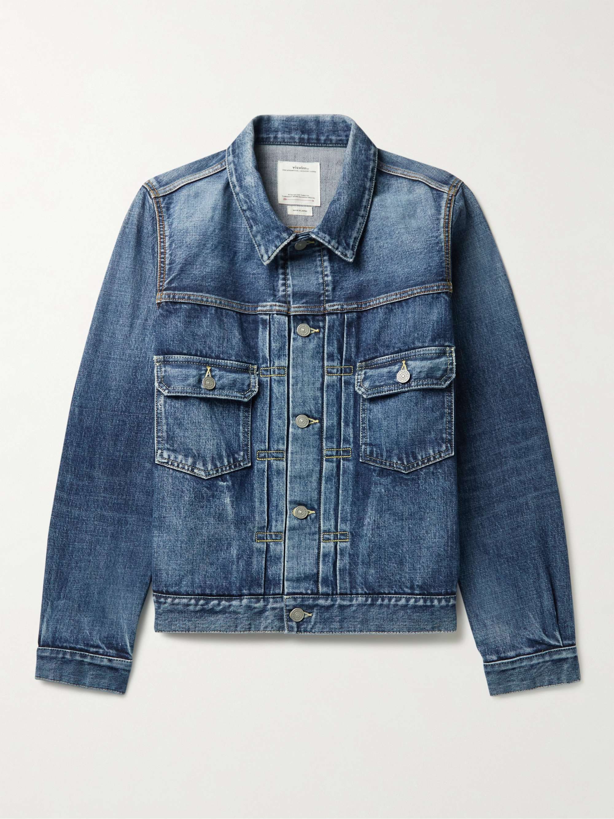 Slim-Fit Pleated Denim Jacket