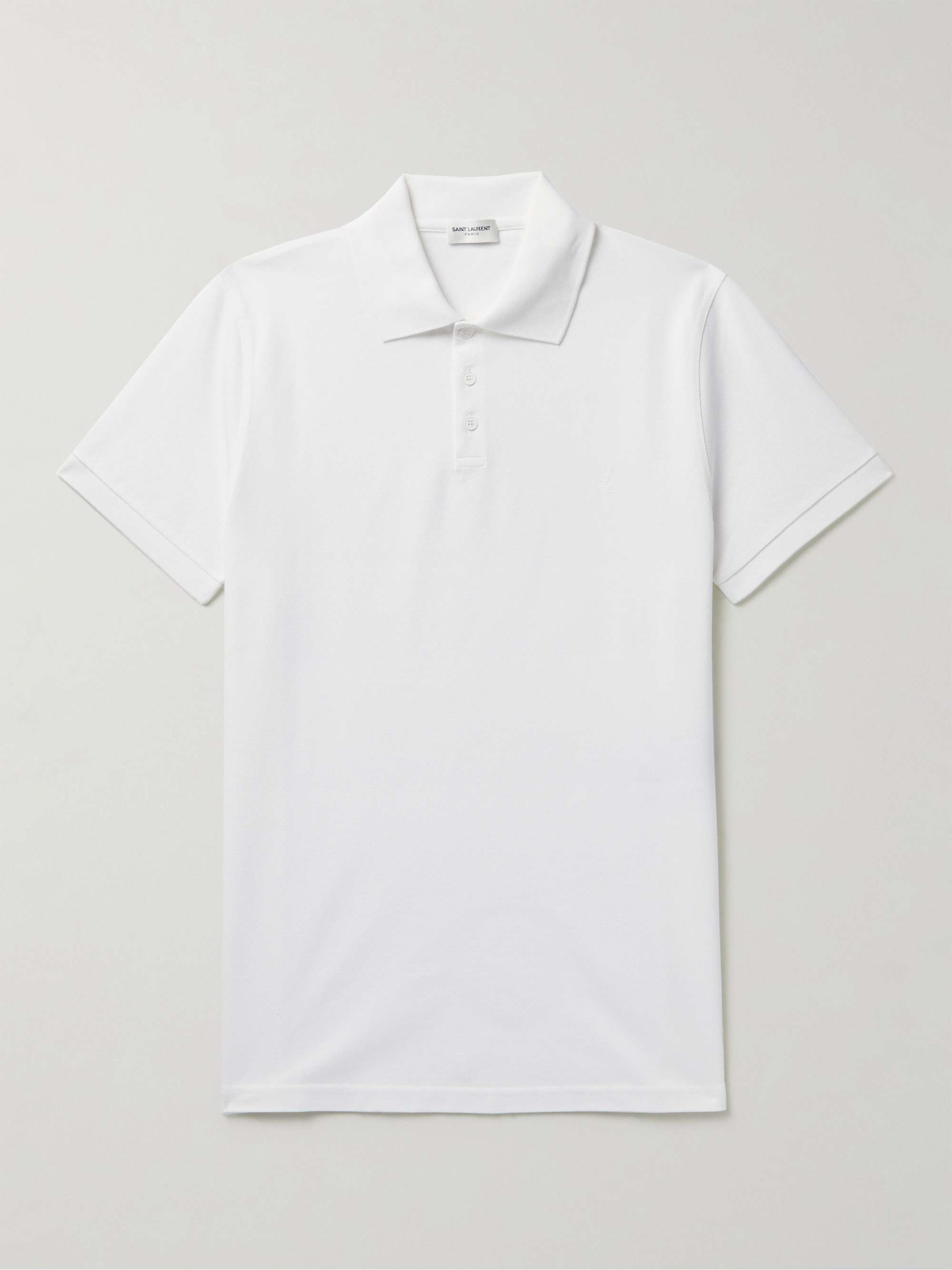 SAINT LAURENT Logo-Embroidered Cotton-Piqué Polo Shirt for Men in 2023