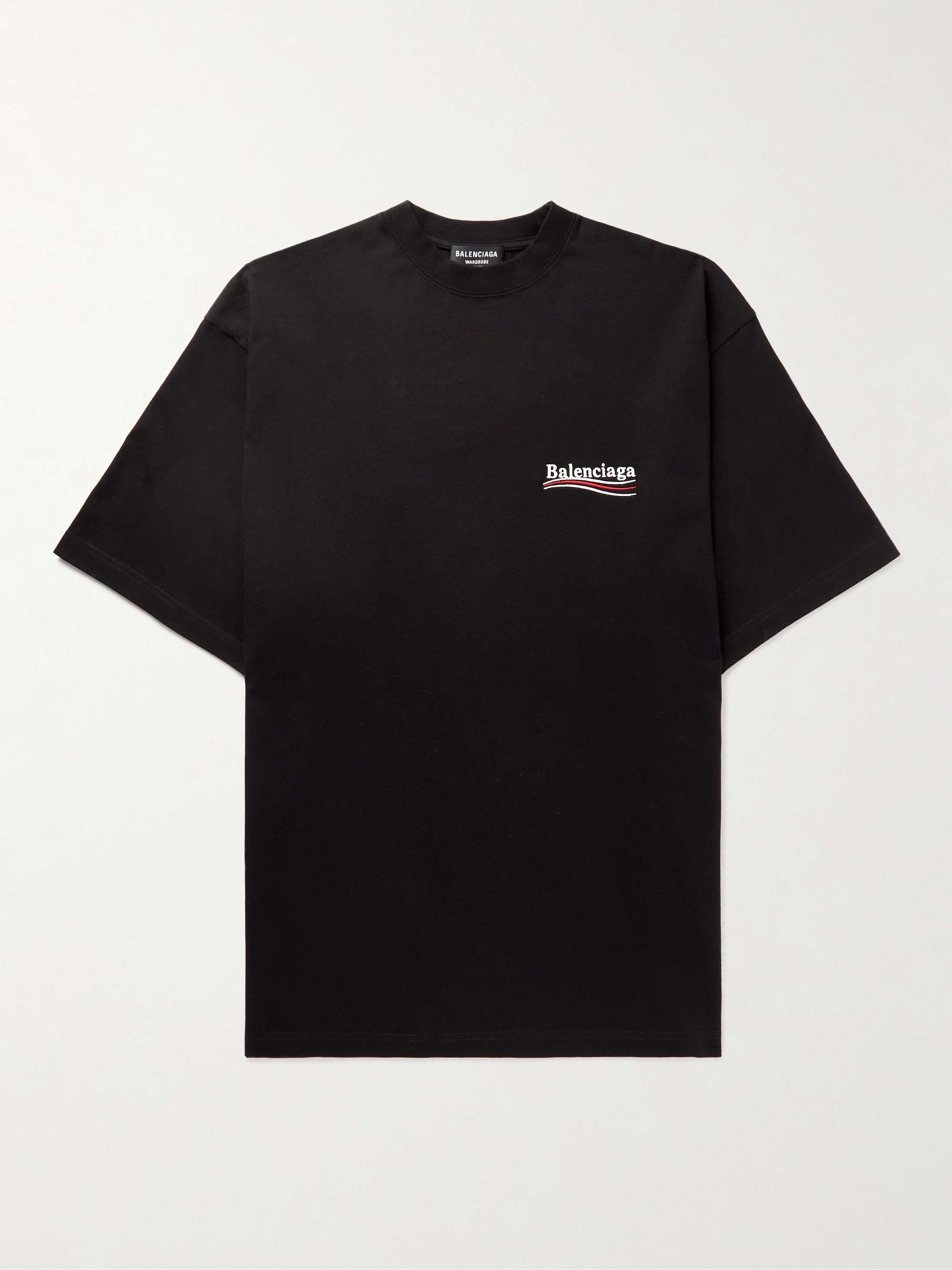 Logo Oversized Cotton Jersey T Shirt in Black - Balenciaga