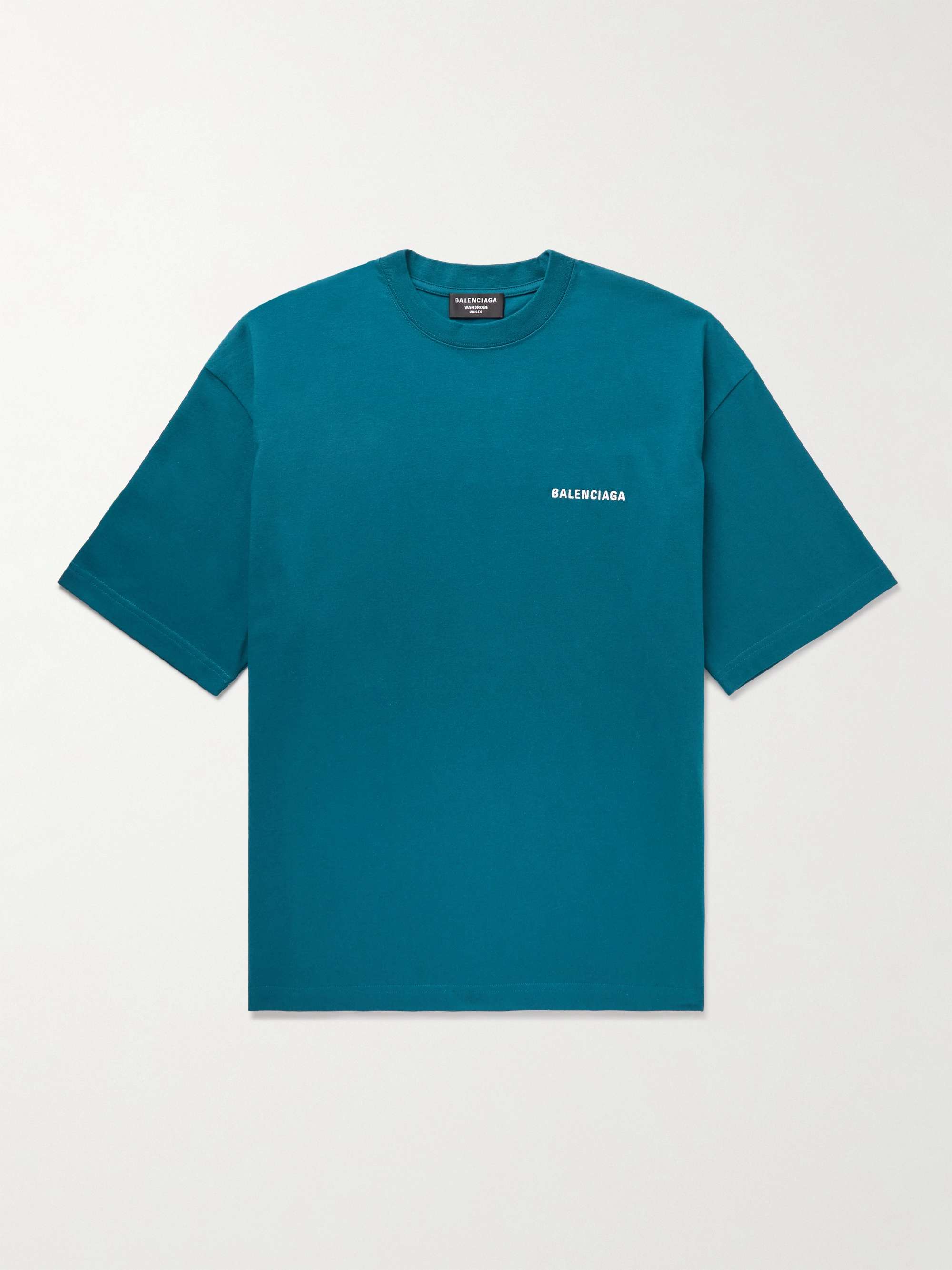 BALENCIAGA Oversized Logo-Embroidered Cotton-Jersey T-Shirt for